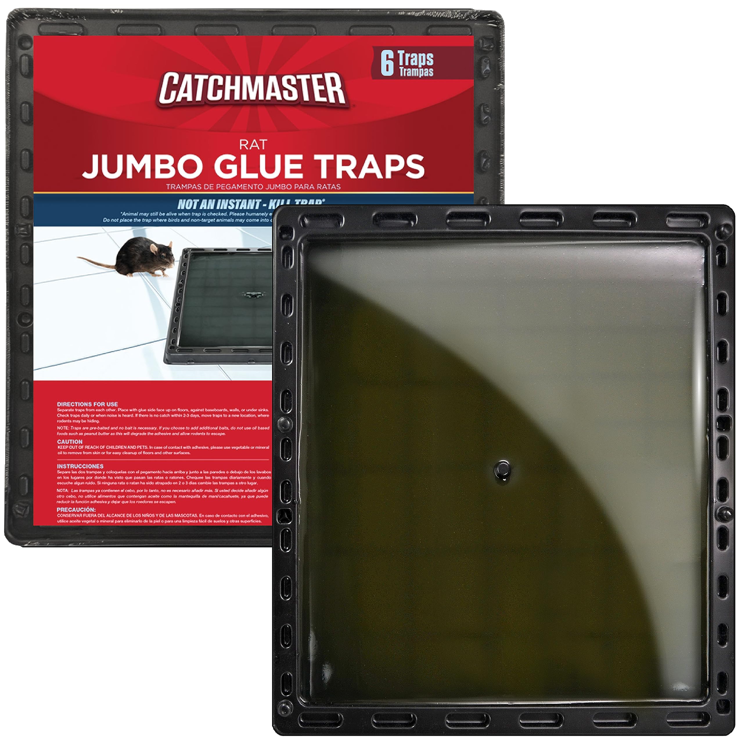 Catchmaster Jumbo Glue Trap front view with dimensions