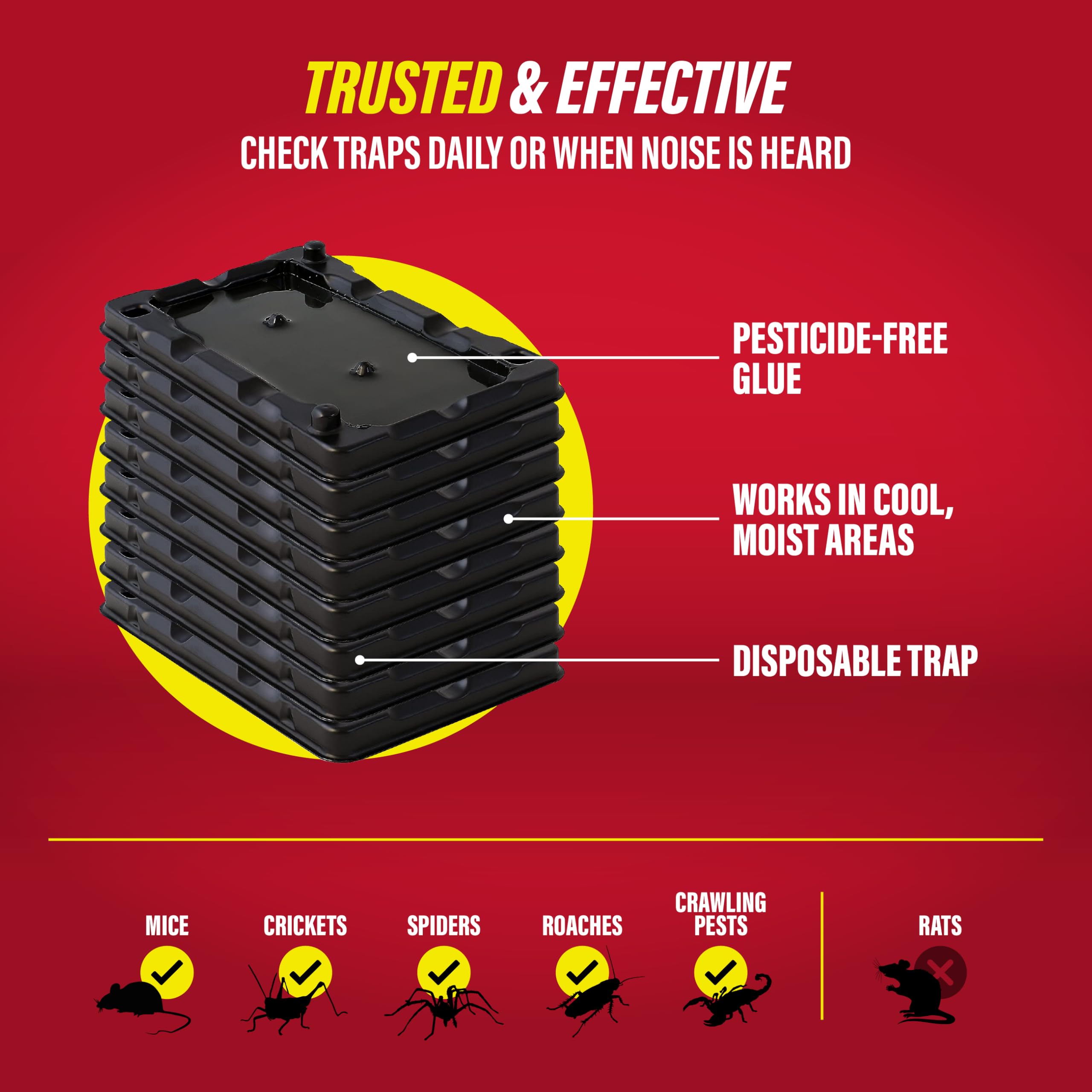 Catchmaster Mouse & Insect Glue Trap packaging back view with product details