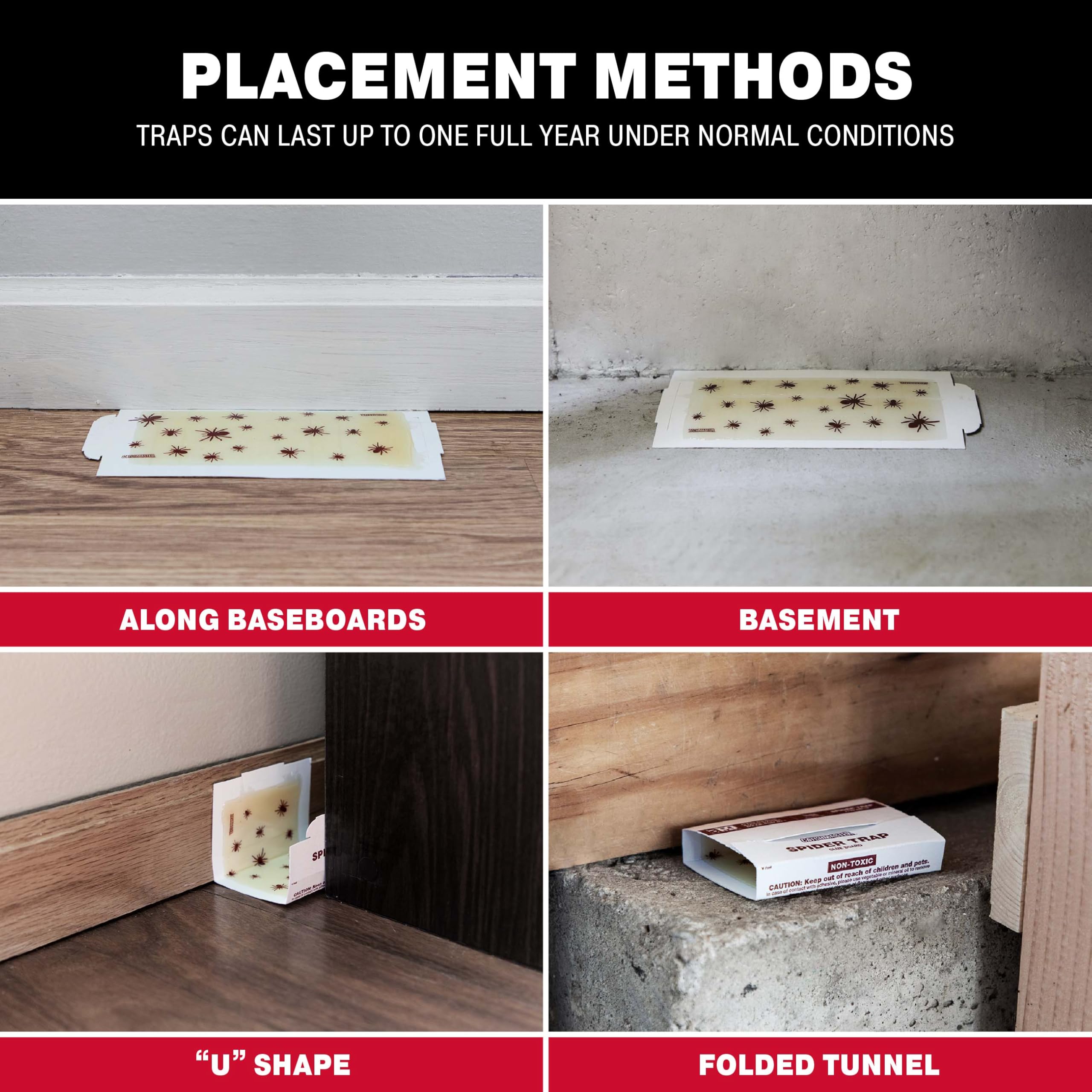 Catchmaster Spider Traps in use in a home setting
