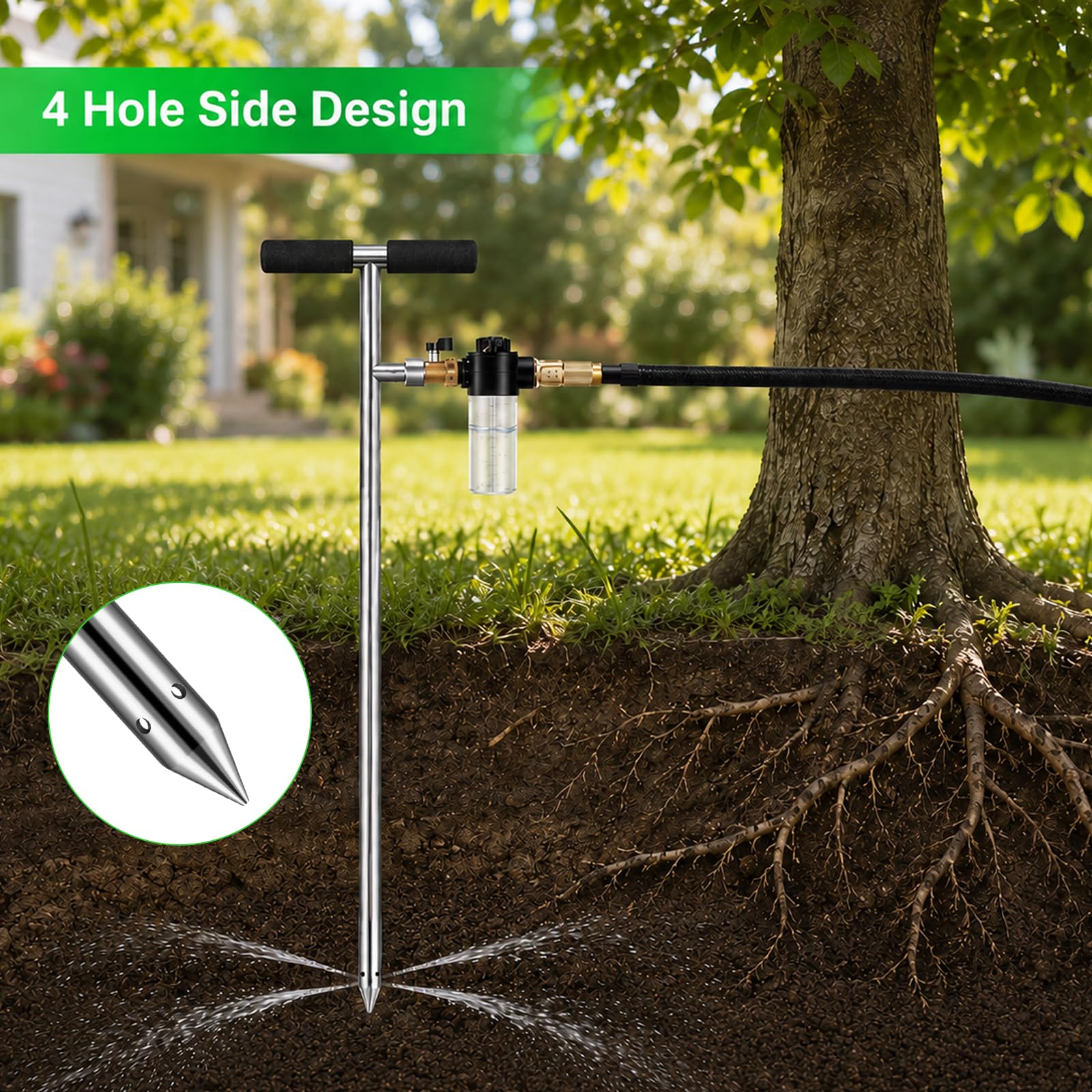 Caulimo watering spike showcasing the non-slip rubber T-handle