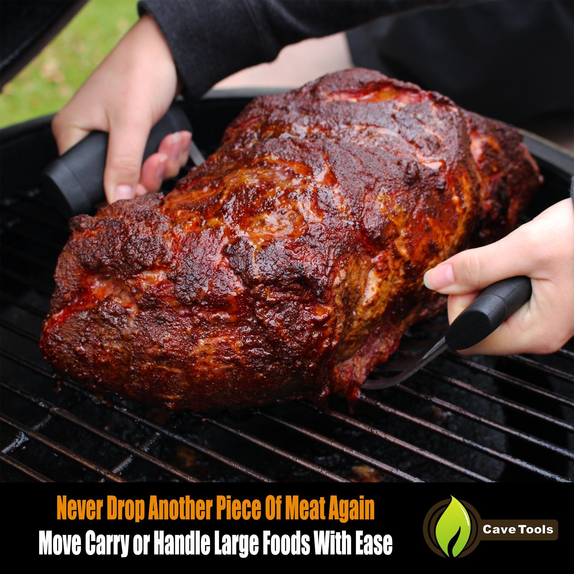 Cave Tools Meat Claws displayed with BBQ grill accessories