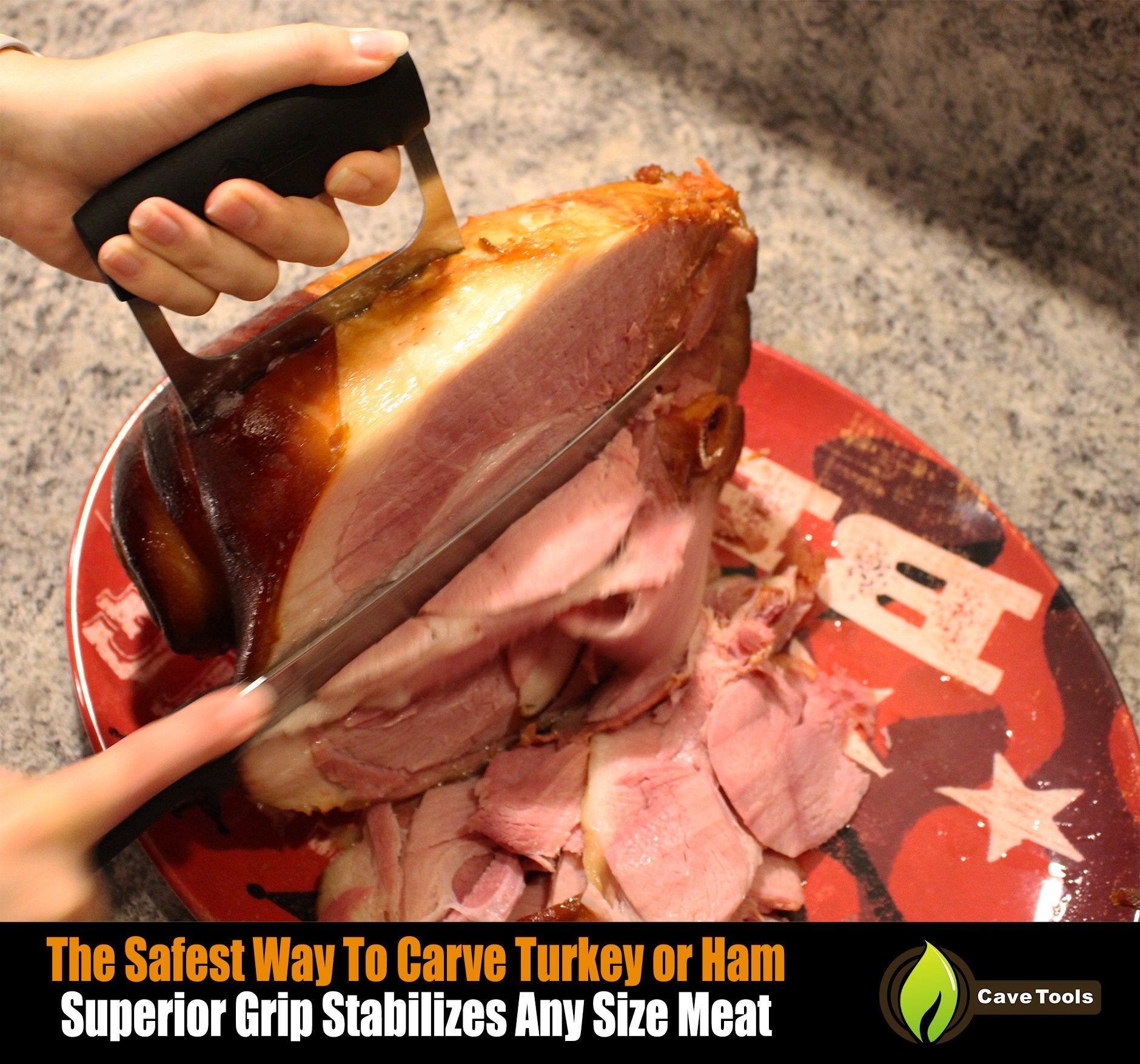 Cave Tools Meat Claws on a wooden table with grilled meat