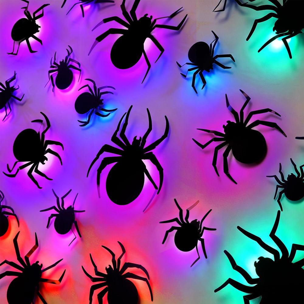 CCINEE 36Pcs Light Up 3D Spider Stickers in packaging