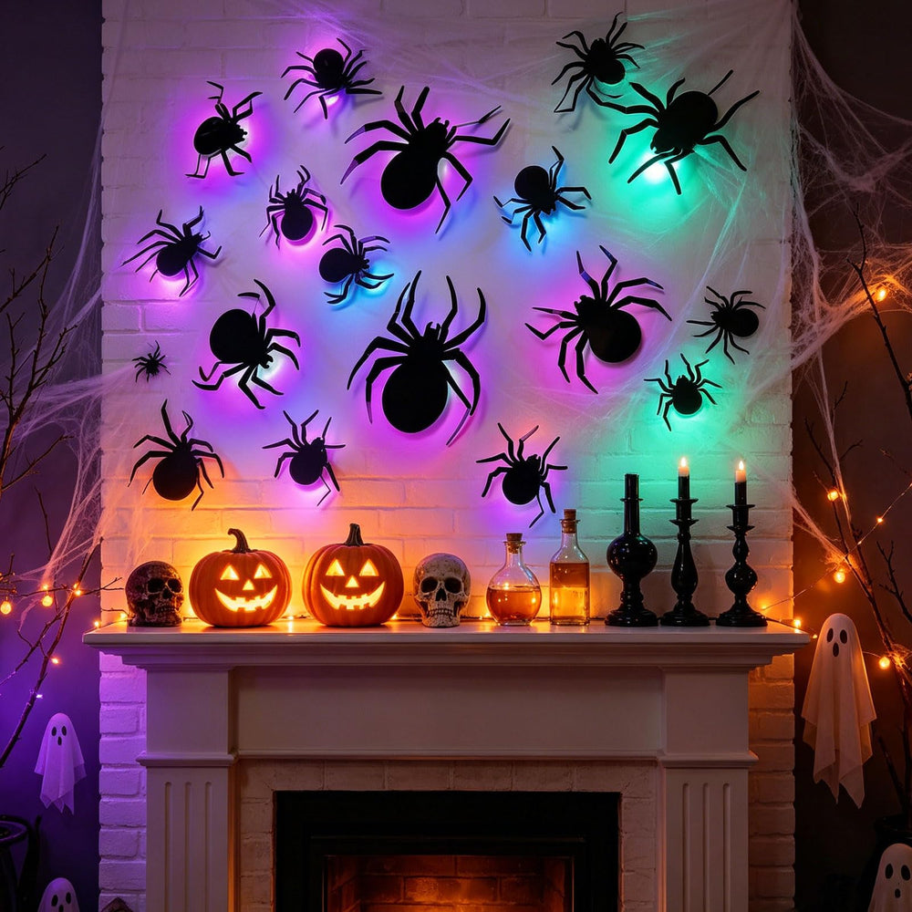 CCINEE 3D spider stickers applied on a porch