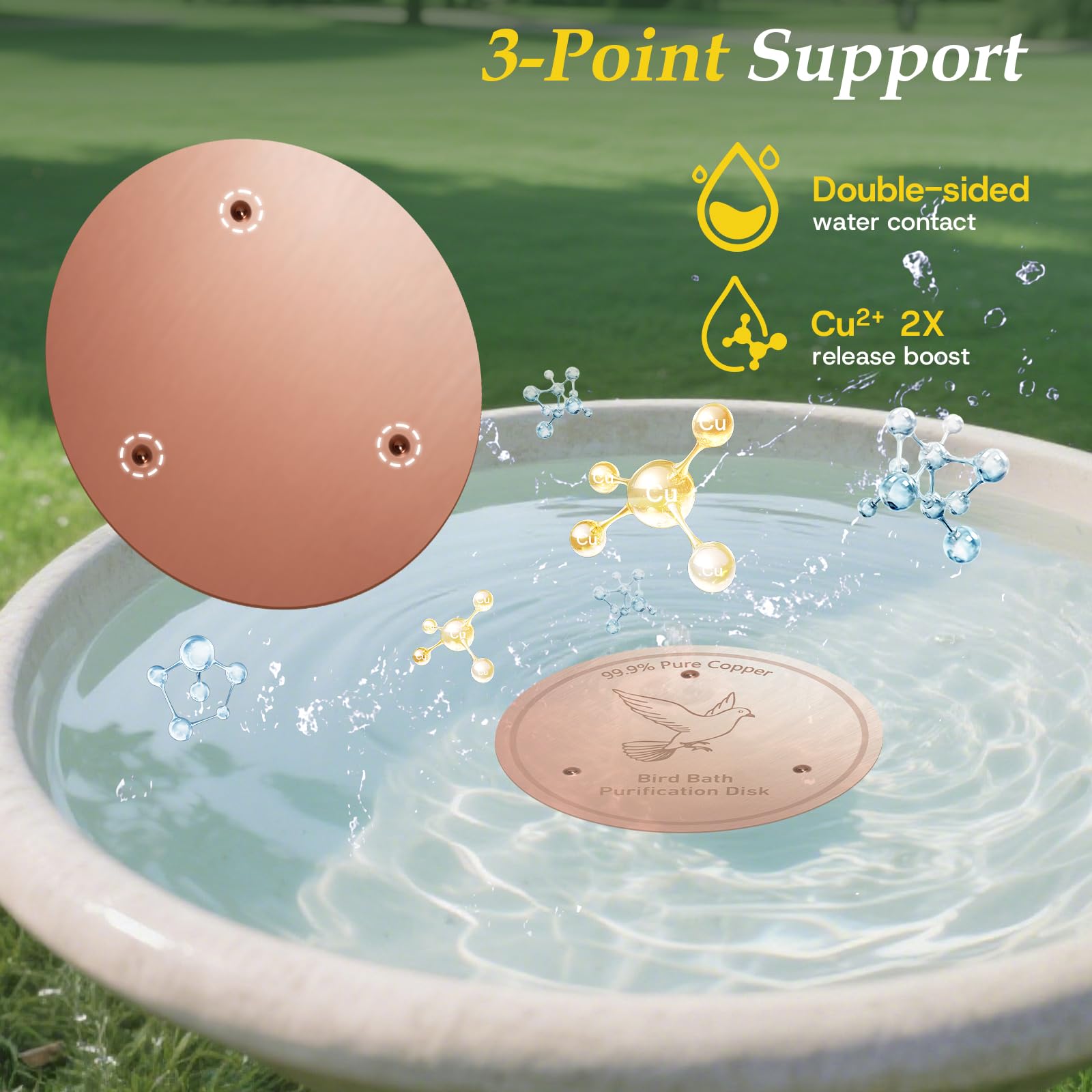 CDHSBJH Bird Bath Copper Disk in bird bath
