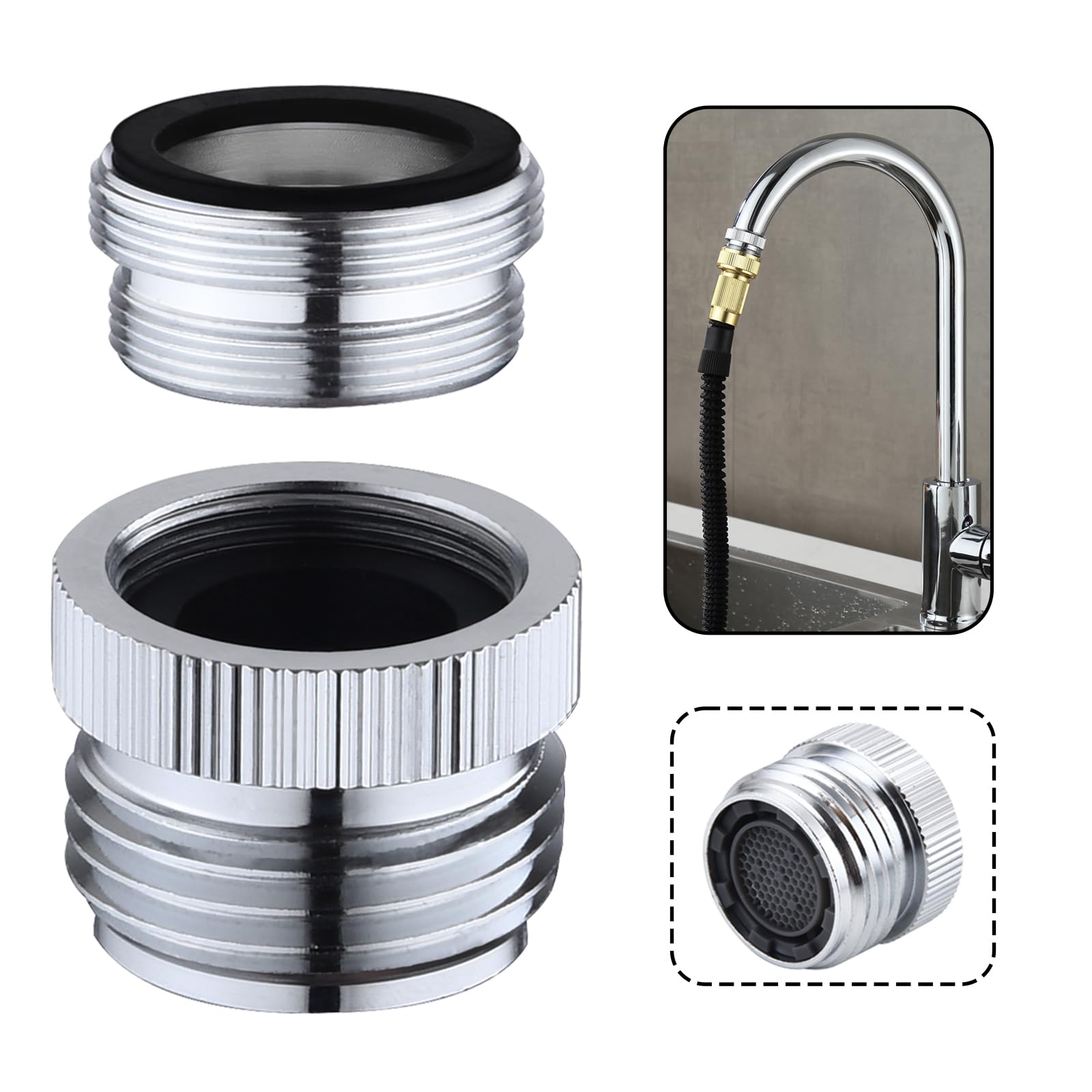 Ceaeso Faucet to Garden Hose Adapter front view with aerator