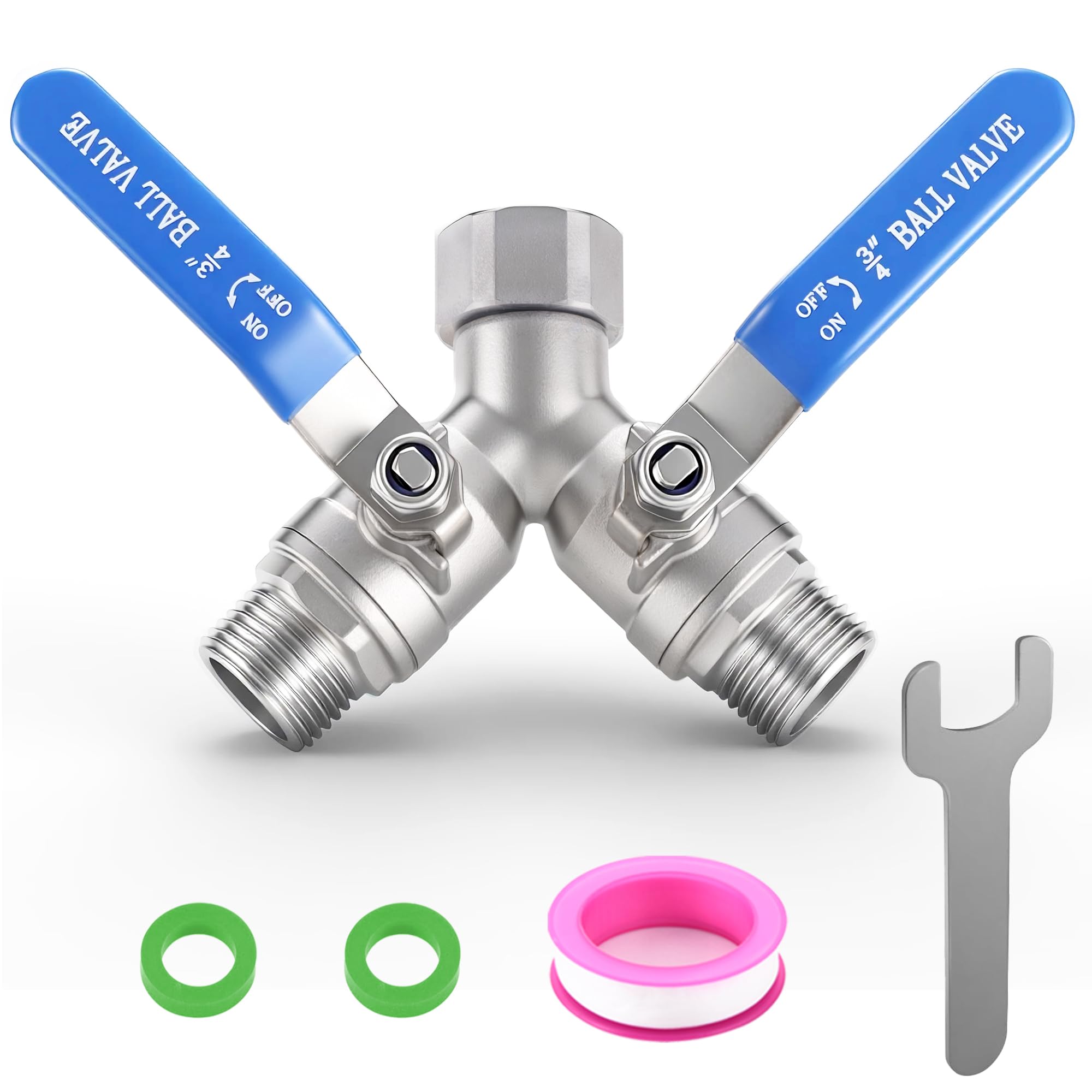 Ceaeso Garden Hose Splitter 2-Way front view in stainless steel