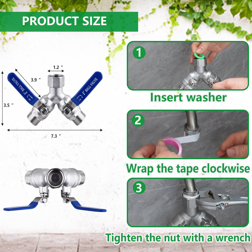 Ceaeso Garden Hose Splitter with water flowing from both outlets