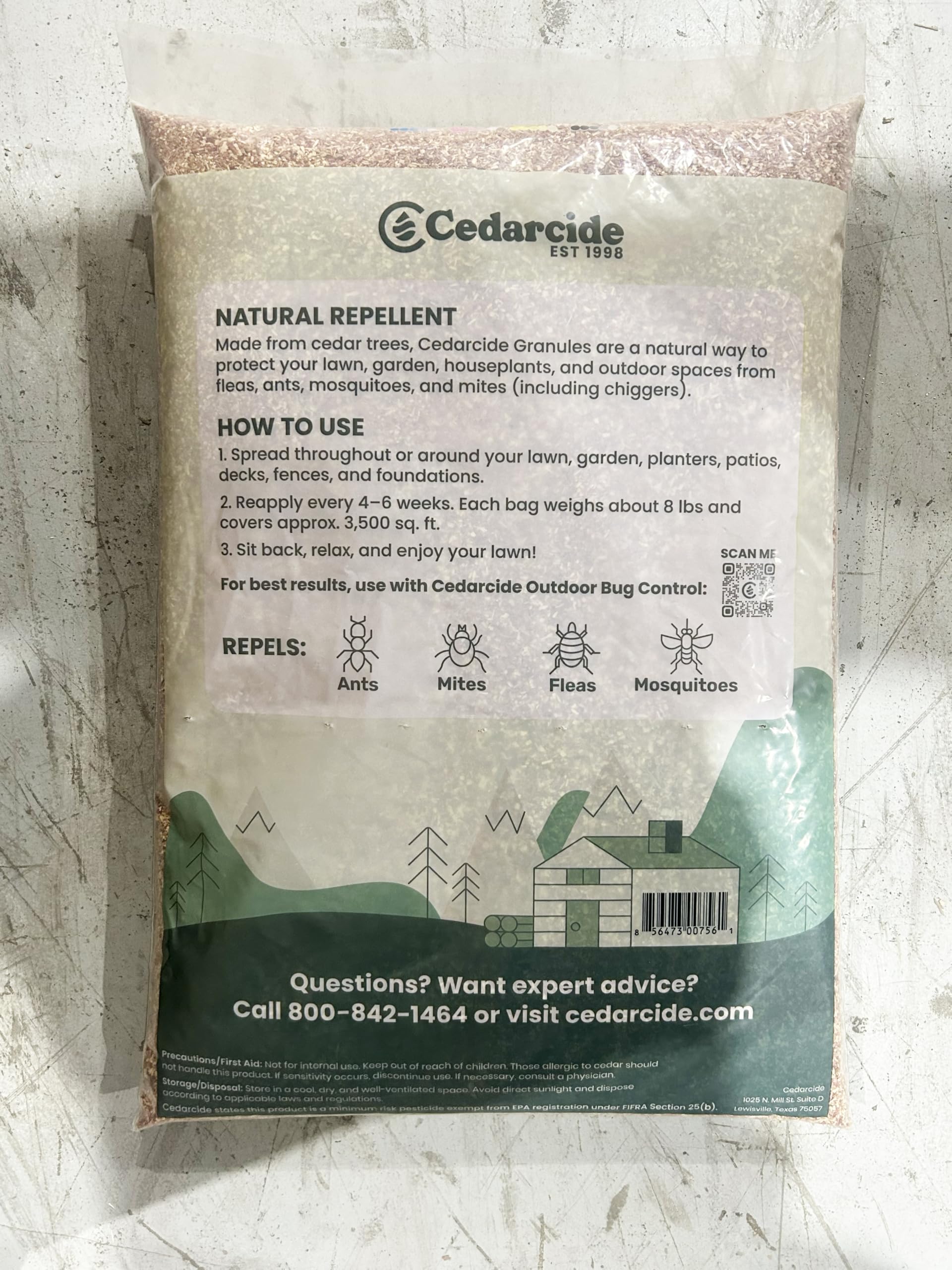Cedarcide Cedar Granules on a patio