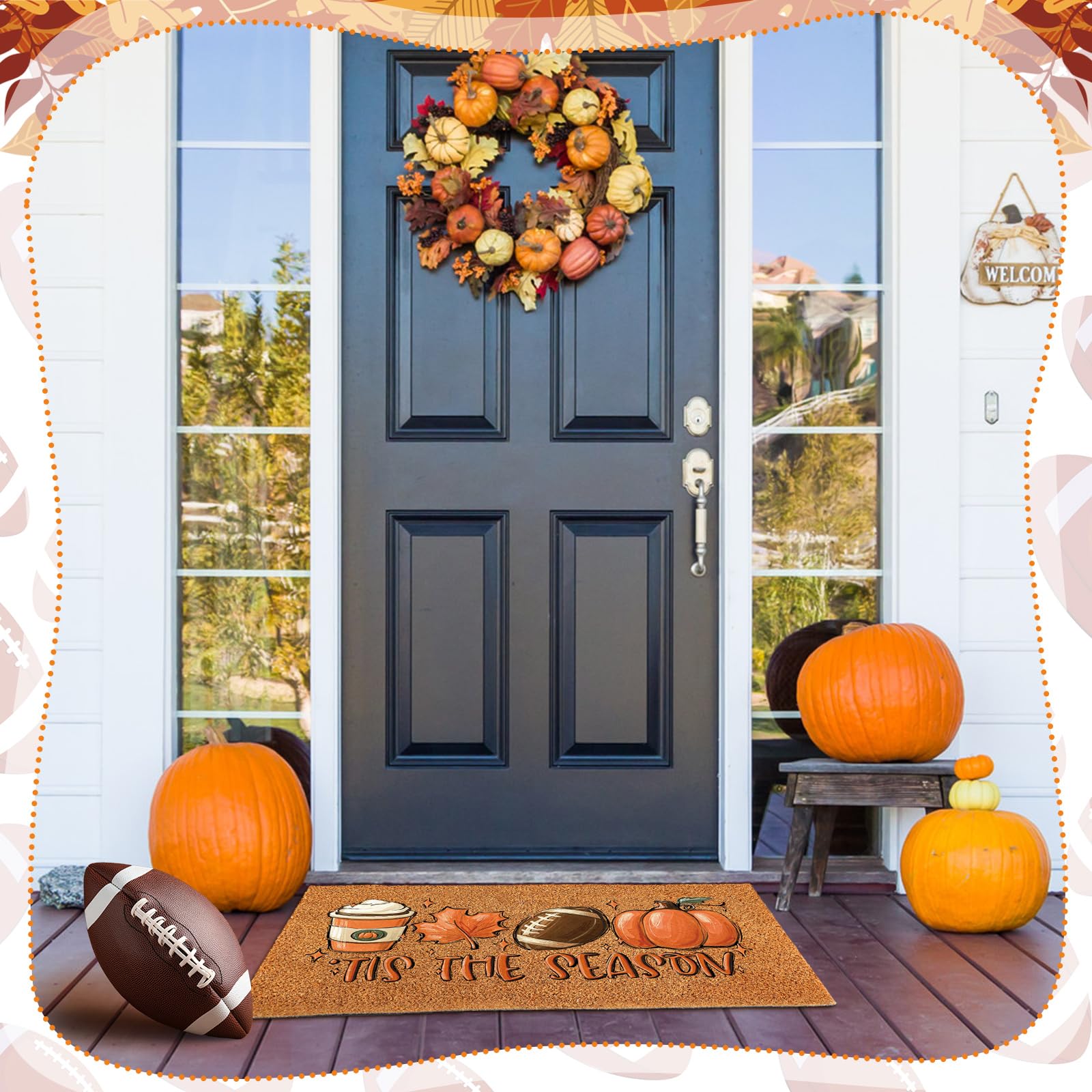 Ceenna Fall Pumpkin Doormat dimensions in use