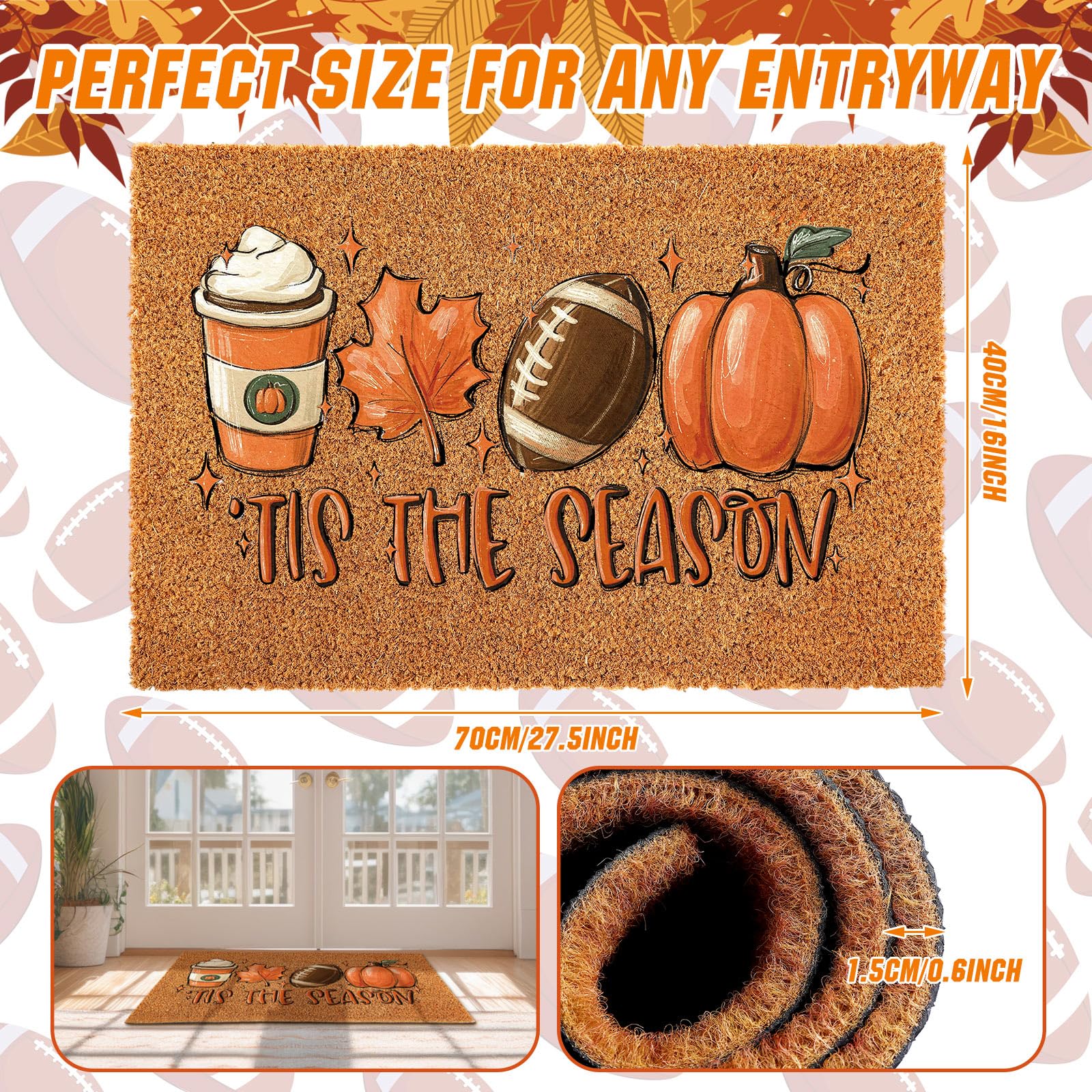 Ceenna Fall Pumpkin Doormat displayed at an entrance