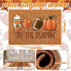 Ceenna Fall Pumpkin Doormat displayed at an entrance