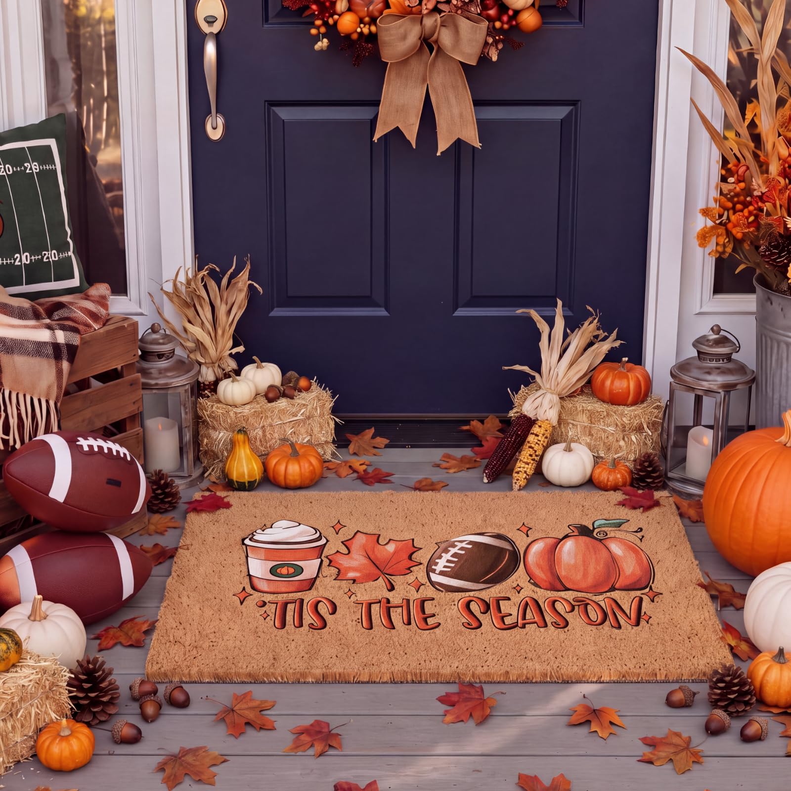Ceenna Fall Pumpkin Doormat front view showcasing multicolor design