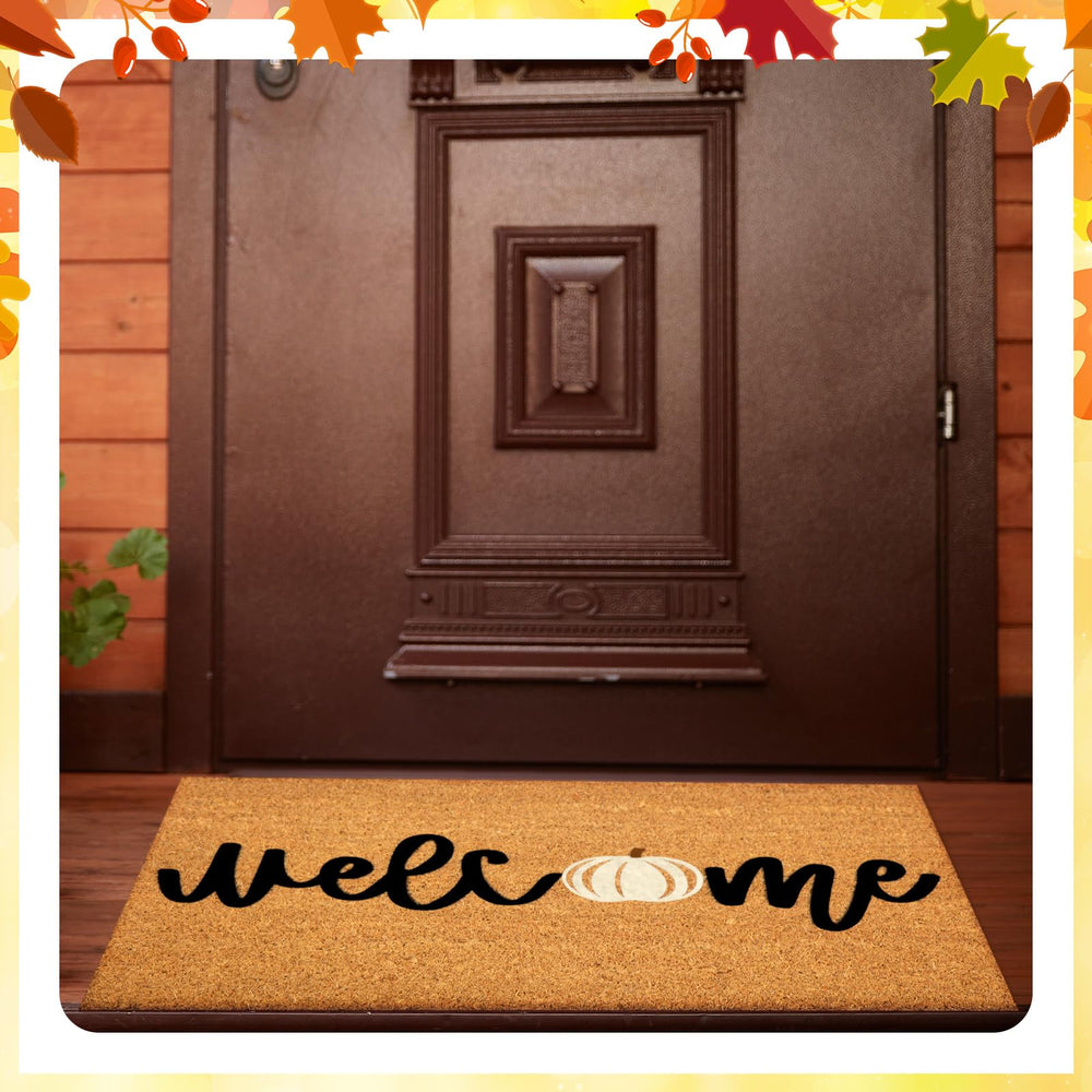 Ceenna Fall Welcome Doormat being cleaned with a cloth