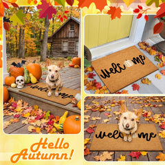 Ceenna Fall Welcome Doormat placed at an entryway