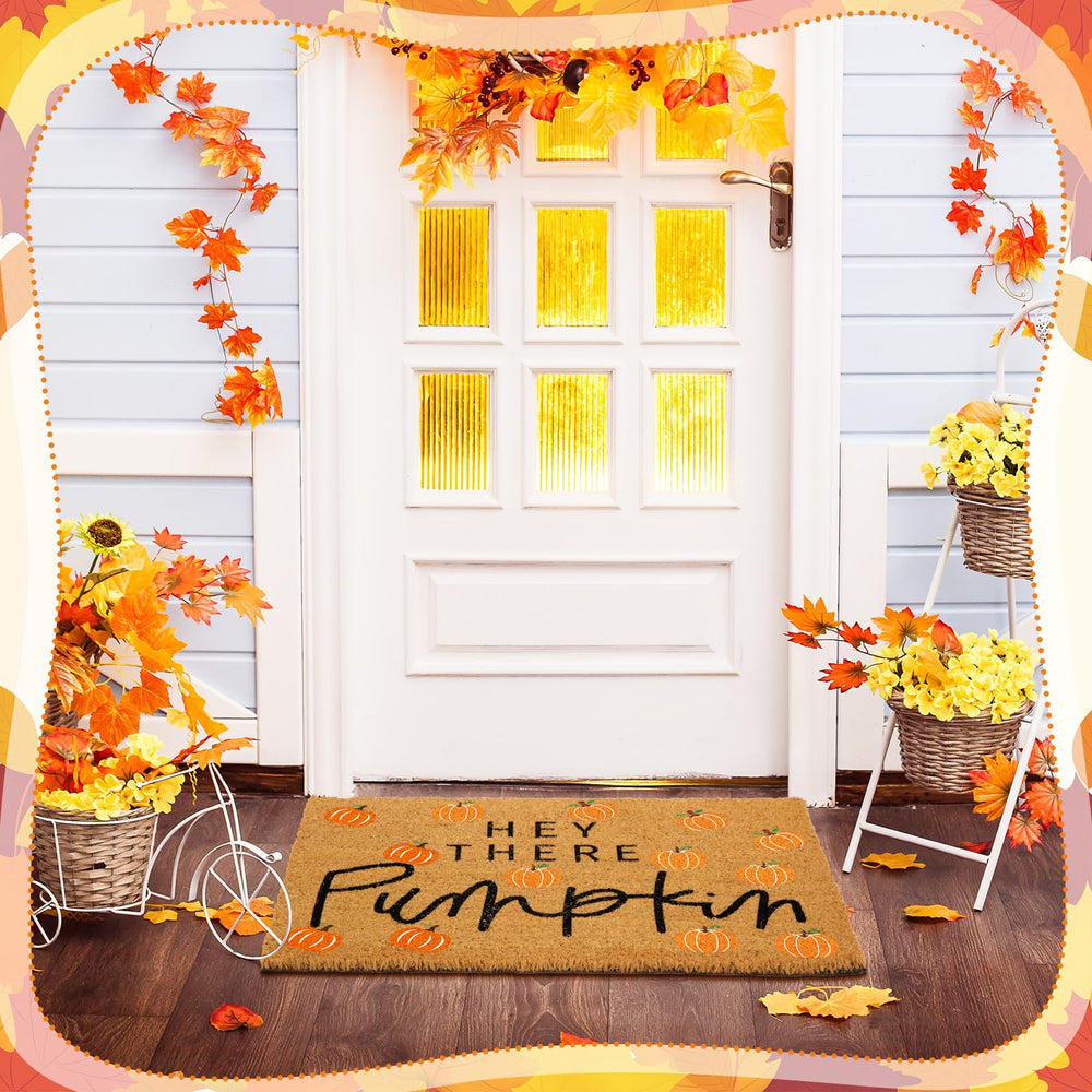 Ceenna Pumpkin Doormat in outdoor setting