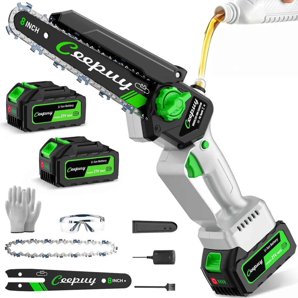 CEEPUY 8 Inch Brushless Mini Chainsaw front view