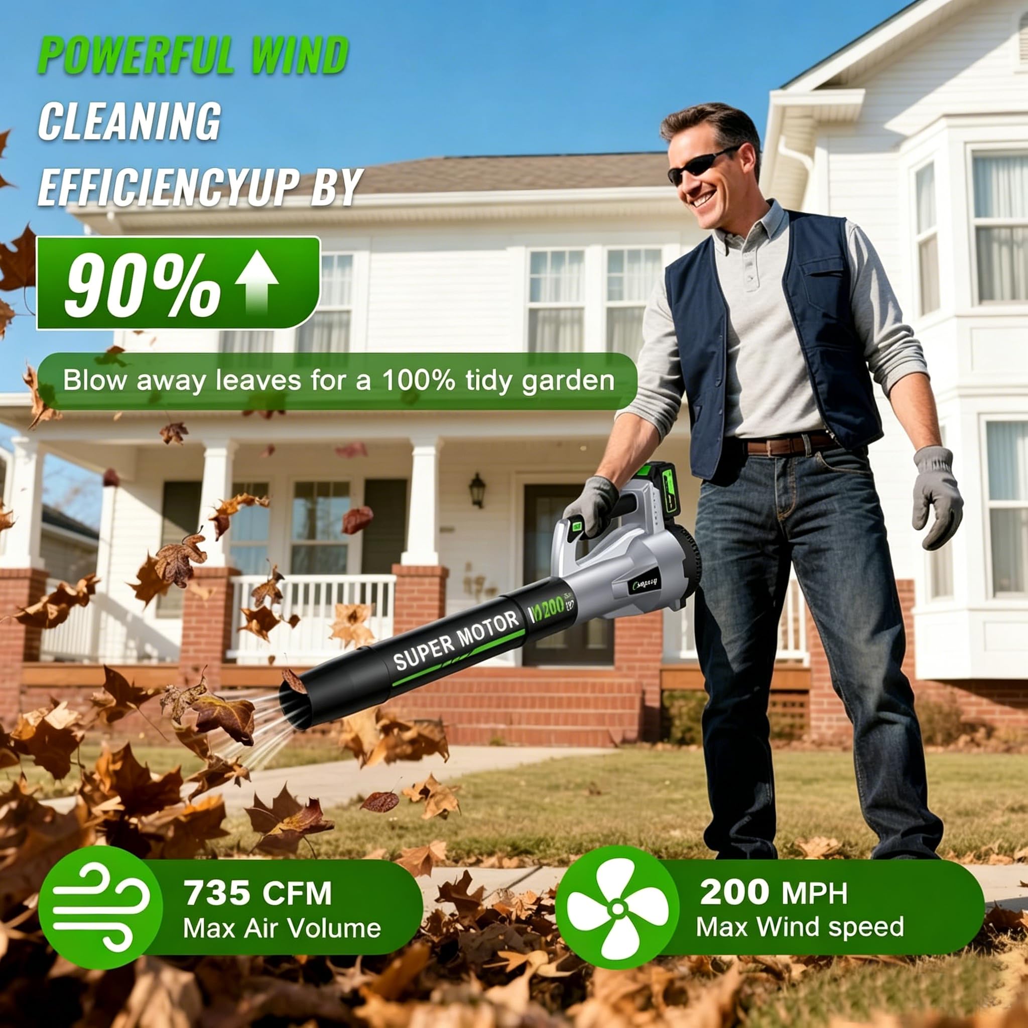 CEEPUY Leaf Blower lightweight design with non-slip handle