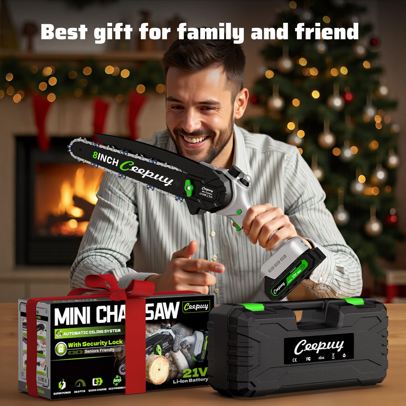 CEEPUY Mini Chainsaw 6-inch side view