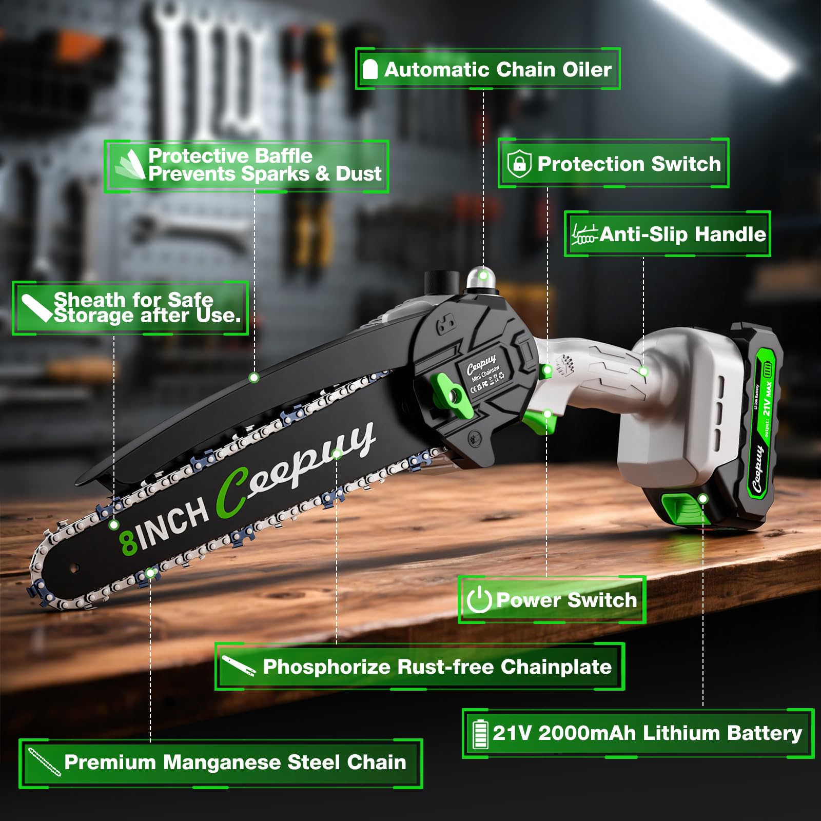 CEEPUY Mini Chainsaw 8/6 inch guide bars