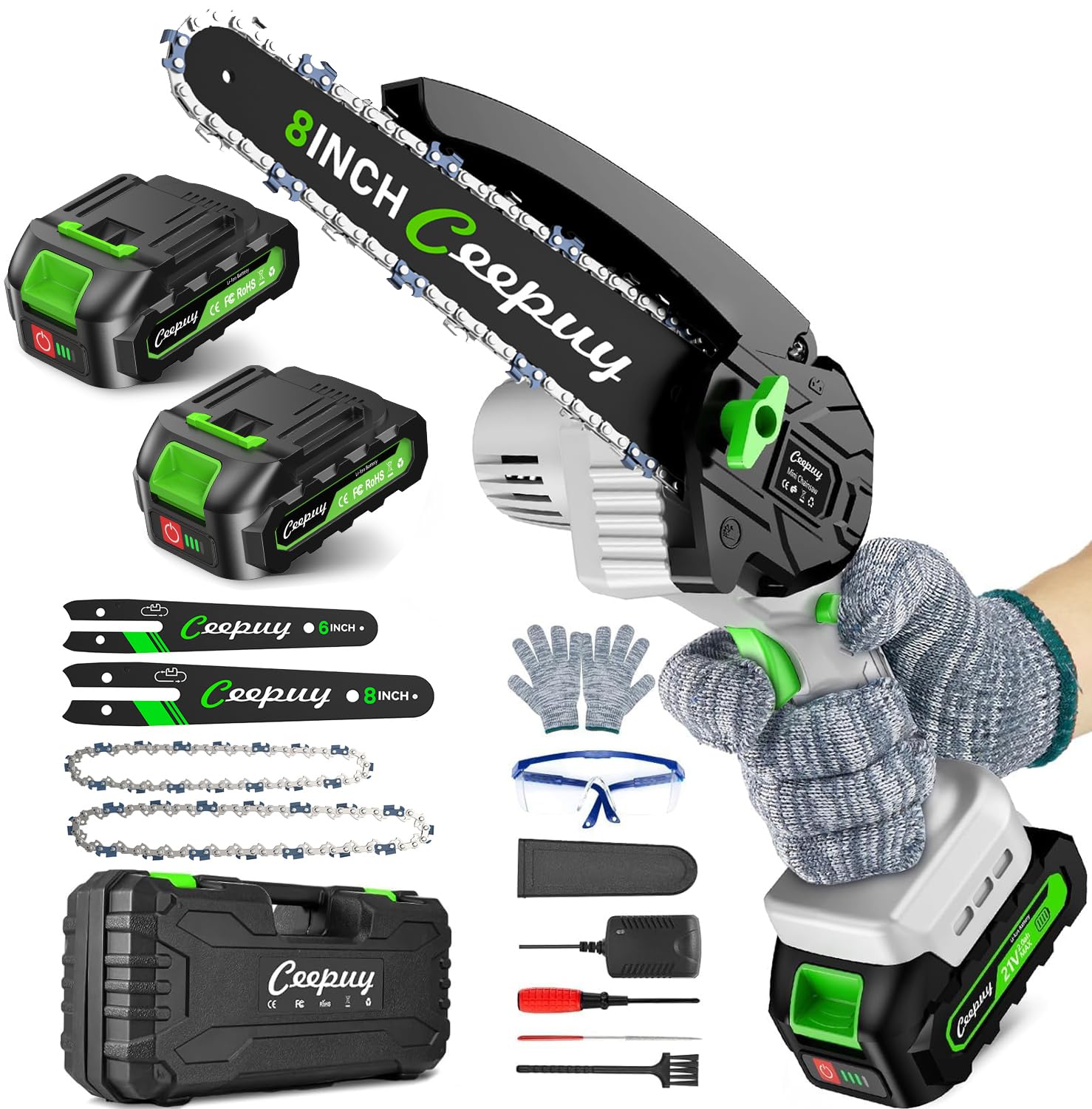 CEEPUY Mini Chainsaw 8-inch front view