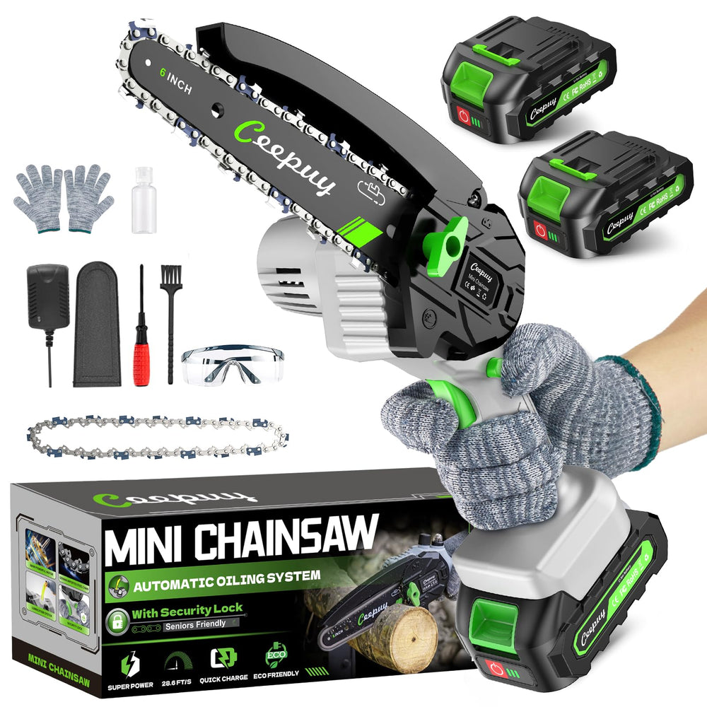 CEEPUY Mini Chainsaw front view with gray body