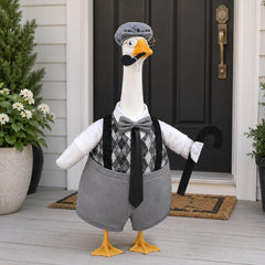 Celltestria Old Man Goose Outfit displayed on a standard 23-inch goose statue