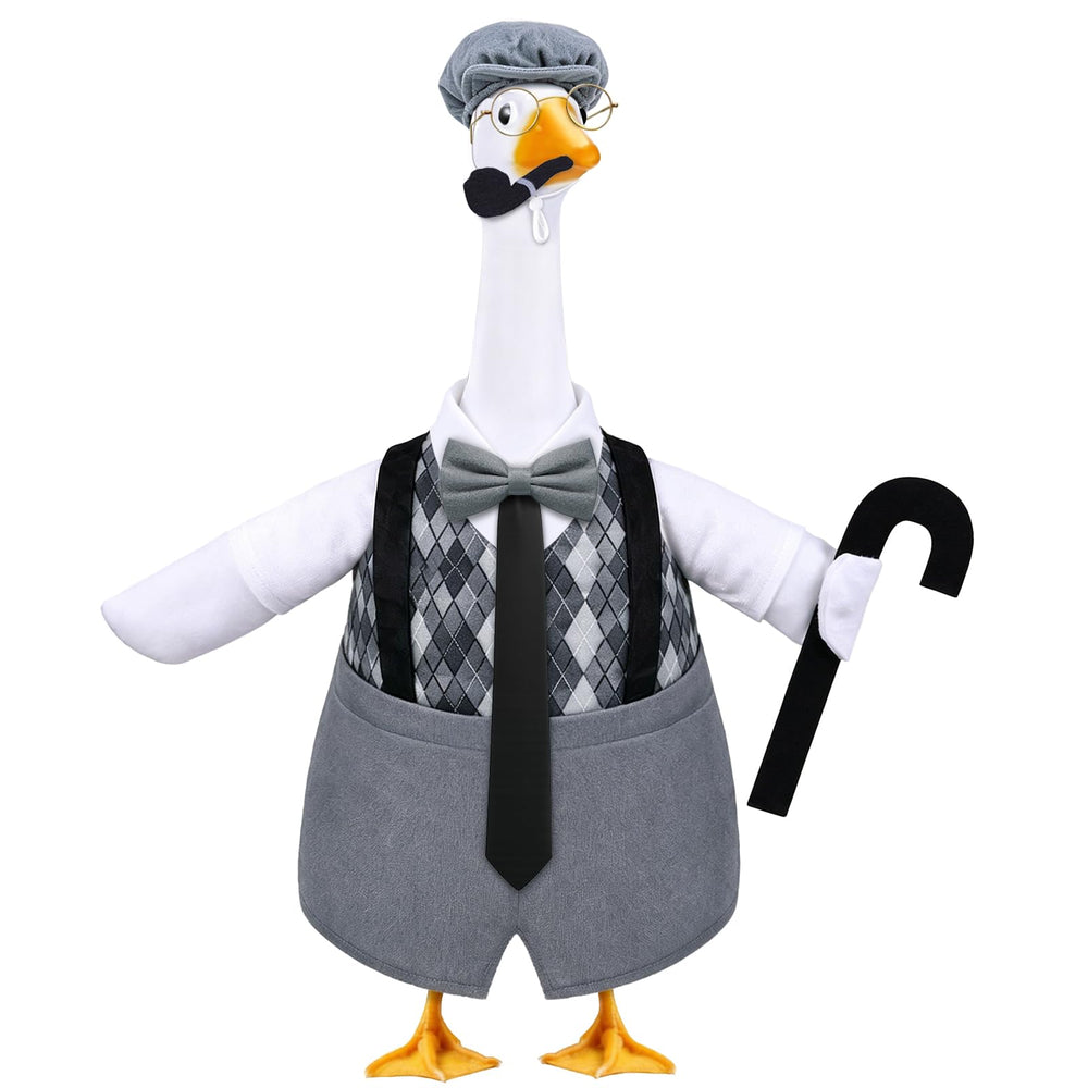 Celltestria Old Man Goose Outfit set including plaid outfit, hat with wig, walking stick, and pipe