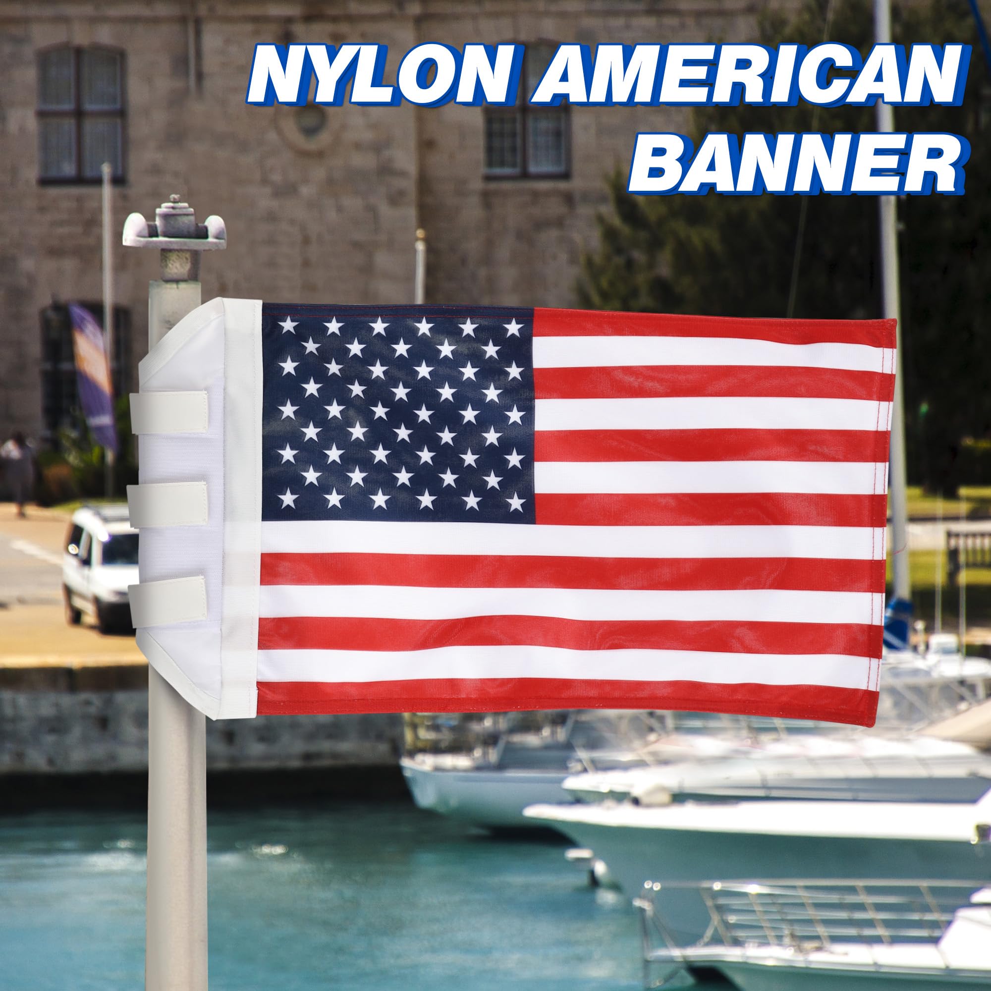 Ceoighe flag holder with hook loop strips shown