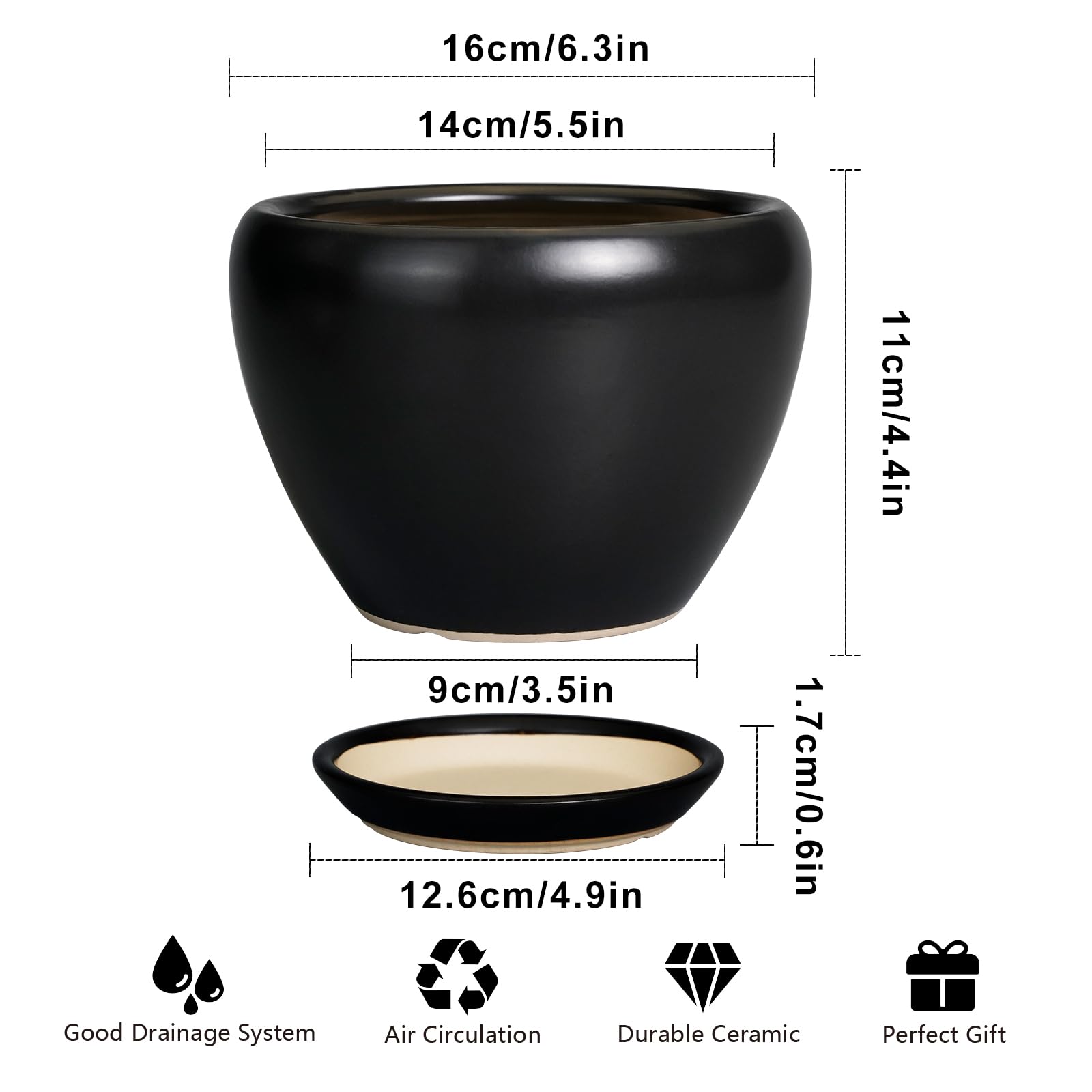 Ceramicfor 6 Inch Ceramic Planter Pot on a table with plants