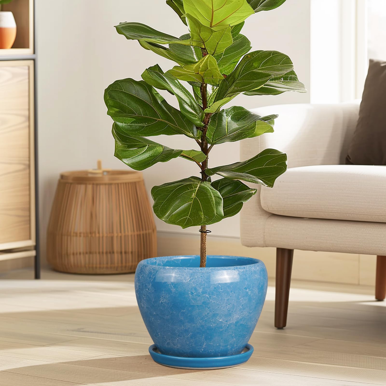 Ceramicfor 8 Inch planter on a patio table