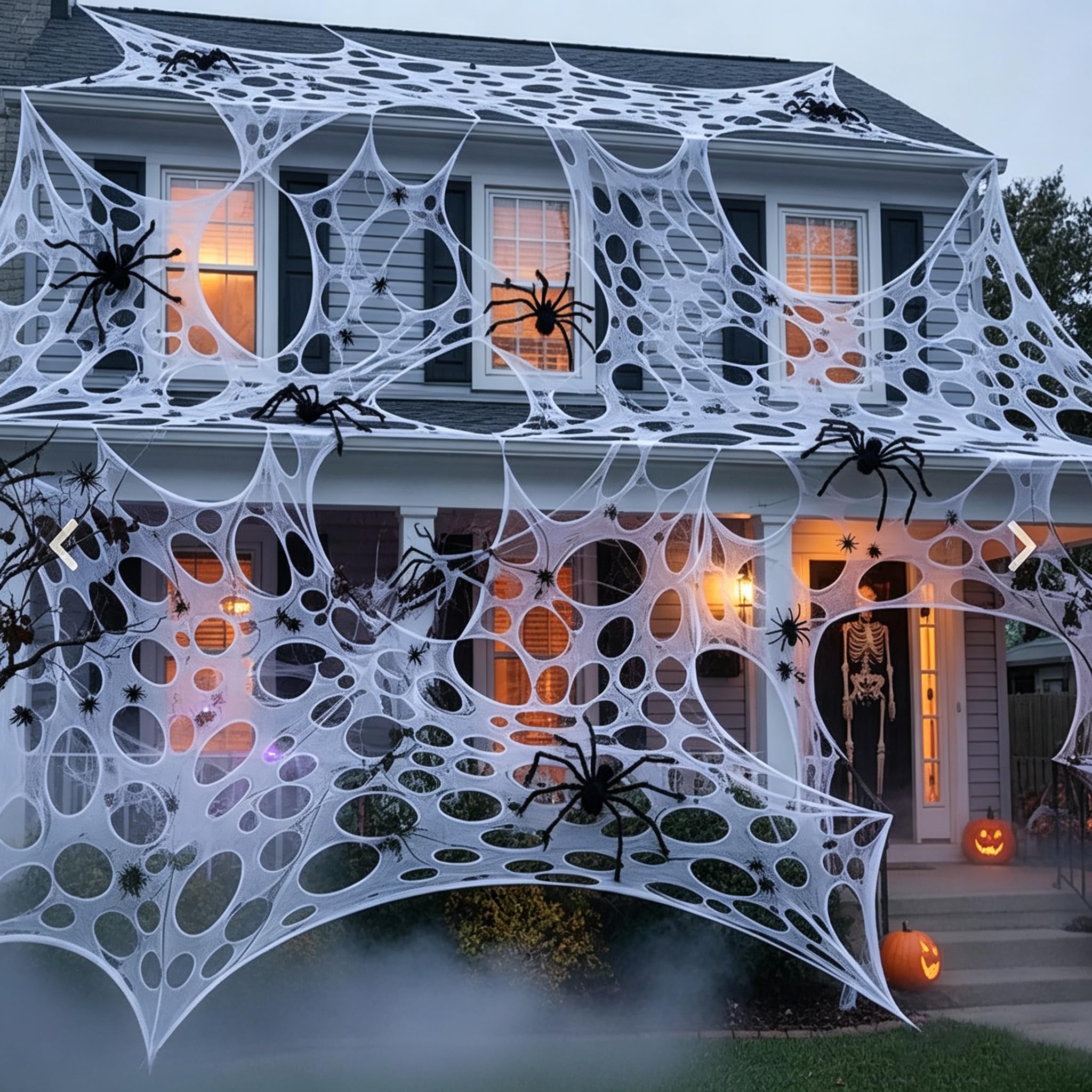 CESOF Giant Spider Web Halloween Decoration, white gauze netting