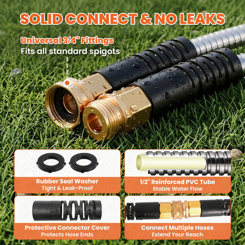 Cesun 100 ft Metal Garden Hose displayed with packaging