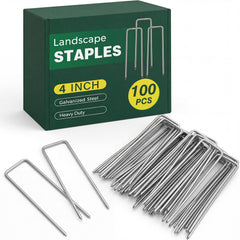 CEWOR 100 Pack Landscape Staples 4 Inch galvanized steel stakes front view