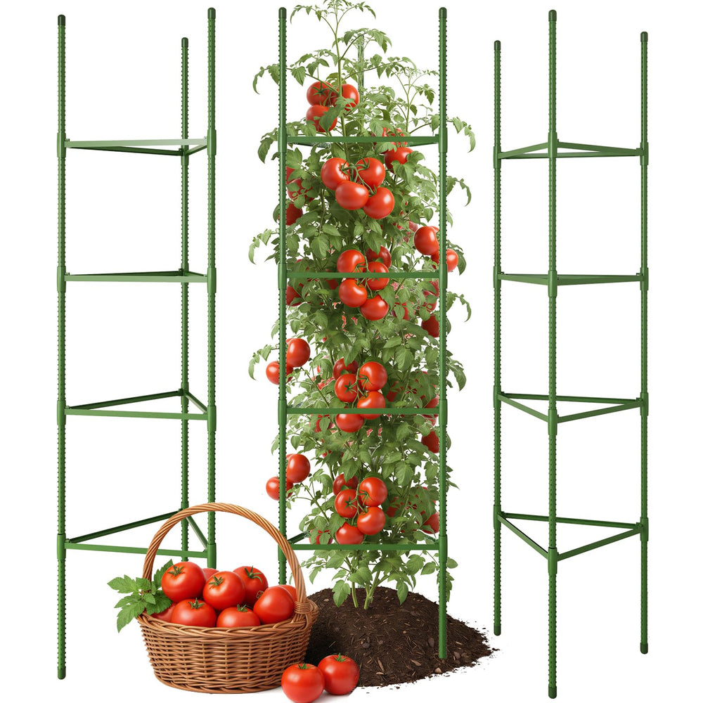 CEWOR 63-inch green tomato cage front view