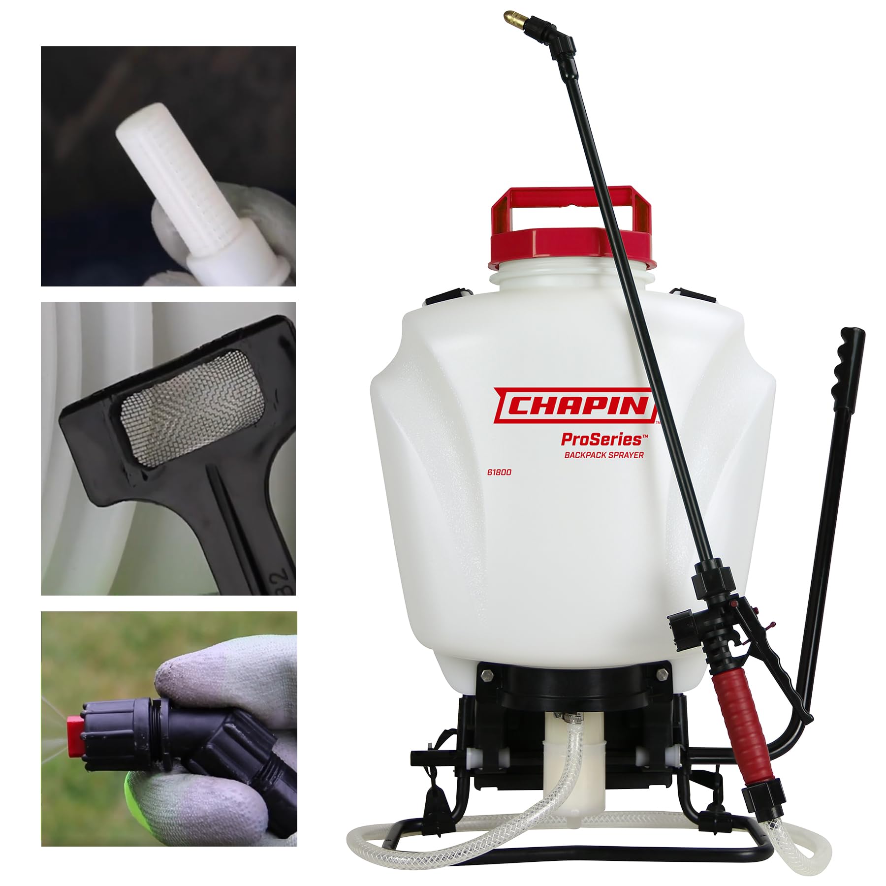 CHAPIN 4-Gallon Backpack Sprayer front view with translucent white tank