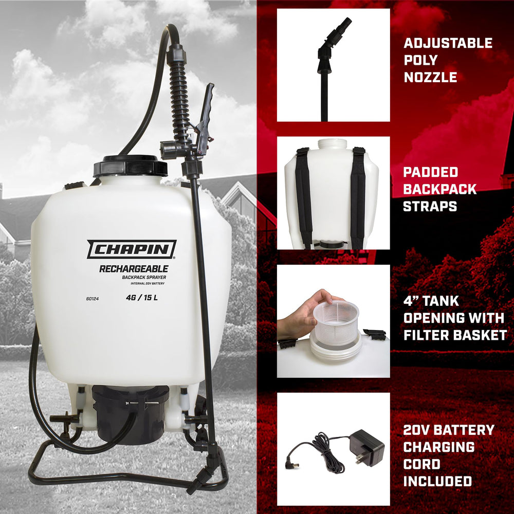 CHAPIN 60124 sprayer with battery charger and nozzle