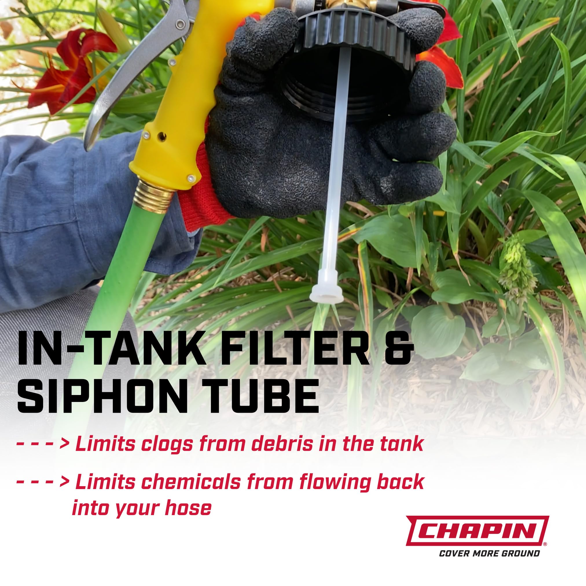 CHAPIN Hose-End Sprayer attached to standard garden hose