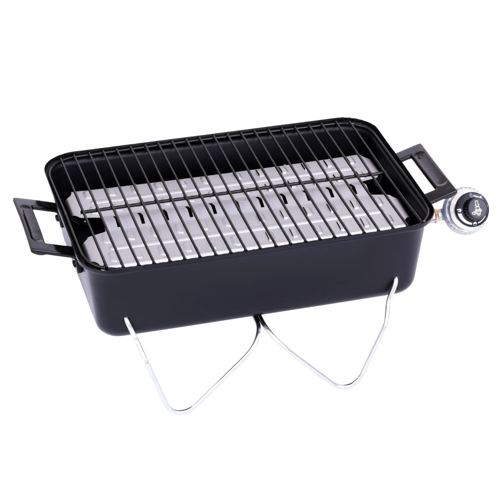 Charbroil Portable Gas Grill with folding legs and heat-resistant handles