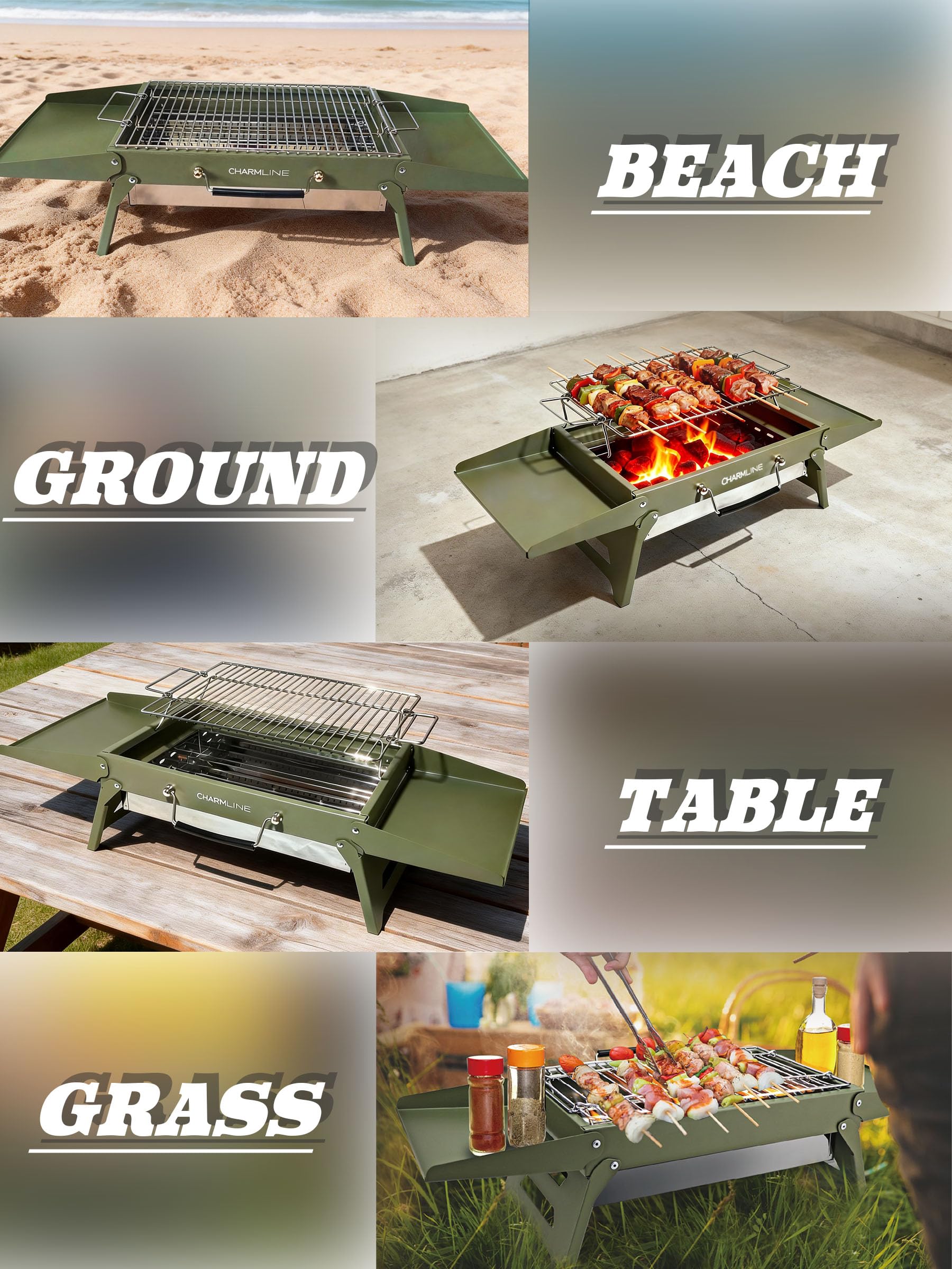 Charmline Portable Charcoal BBQ Grill on a picnic table