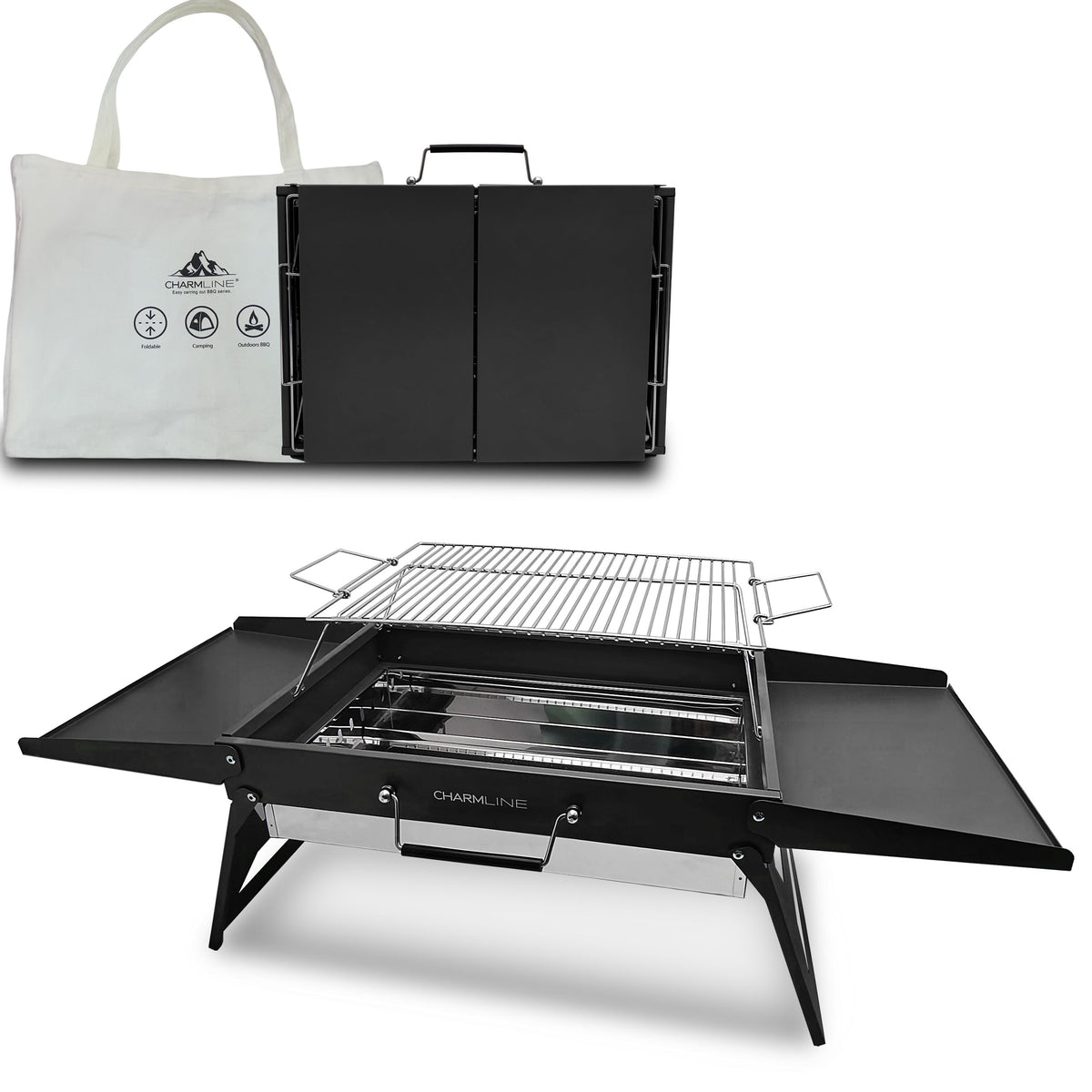 Charmline Portable Charcoal Grill 18x13in black front view