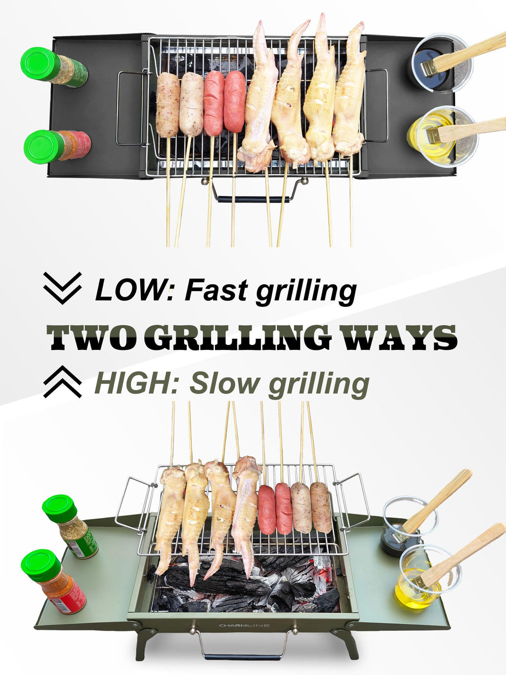 Charmline Portable Charcoal Grill packed for travel