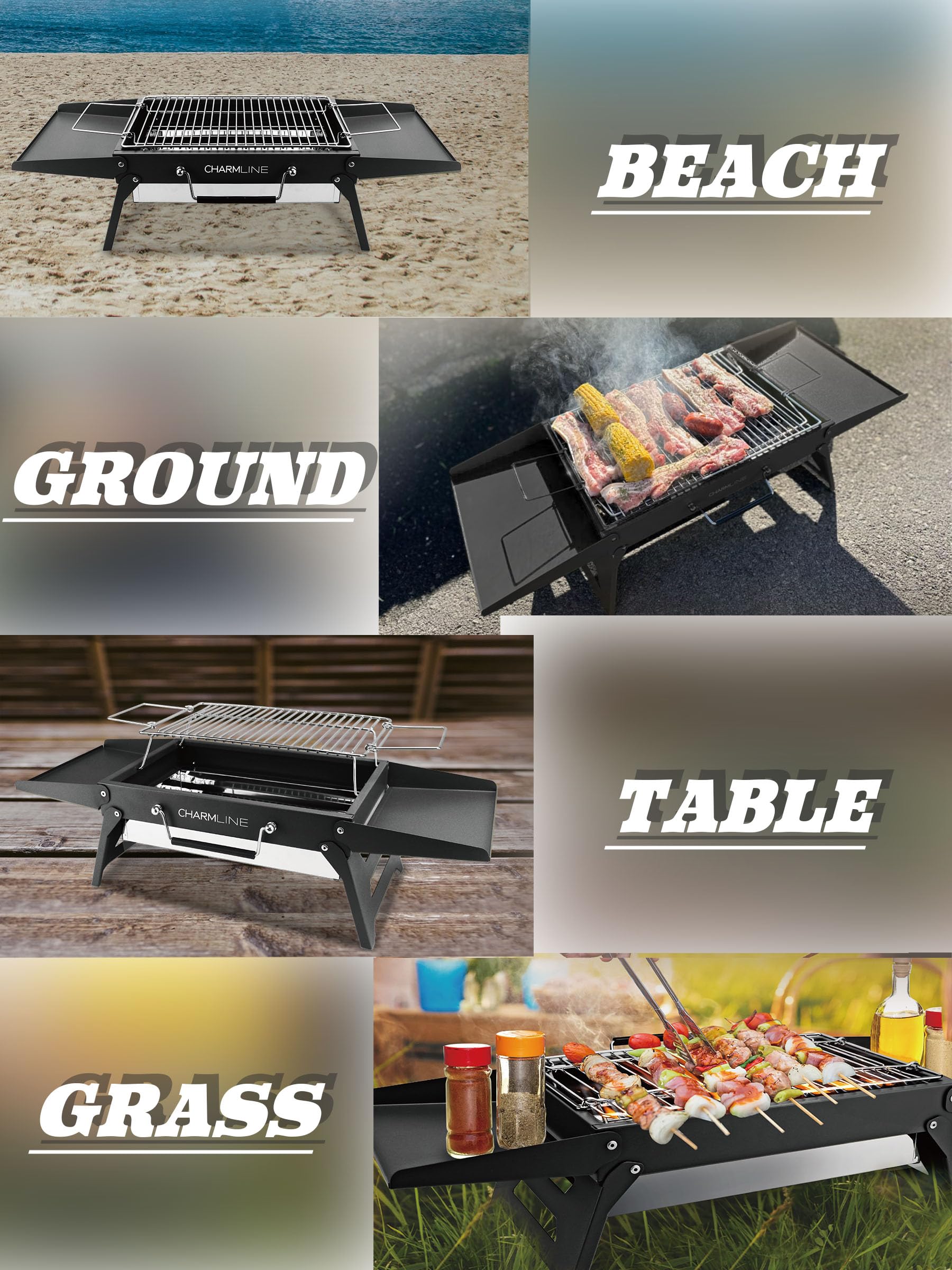 Charmline Portable Charcoal Grill showing sturdy construction