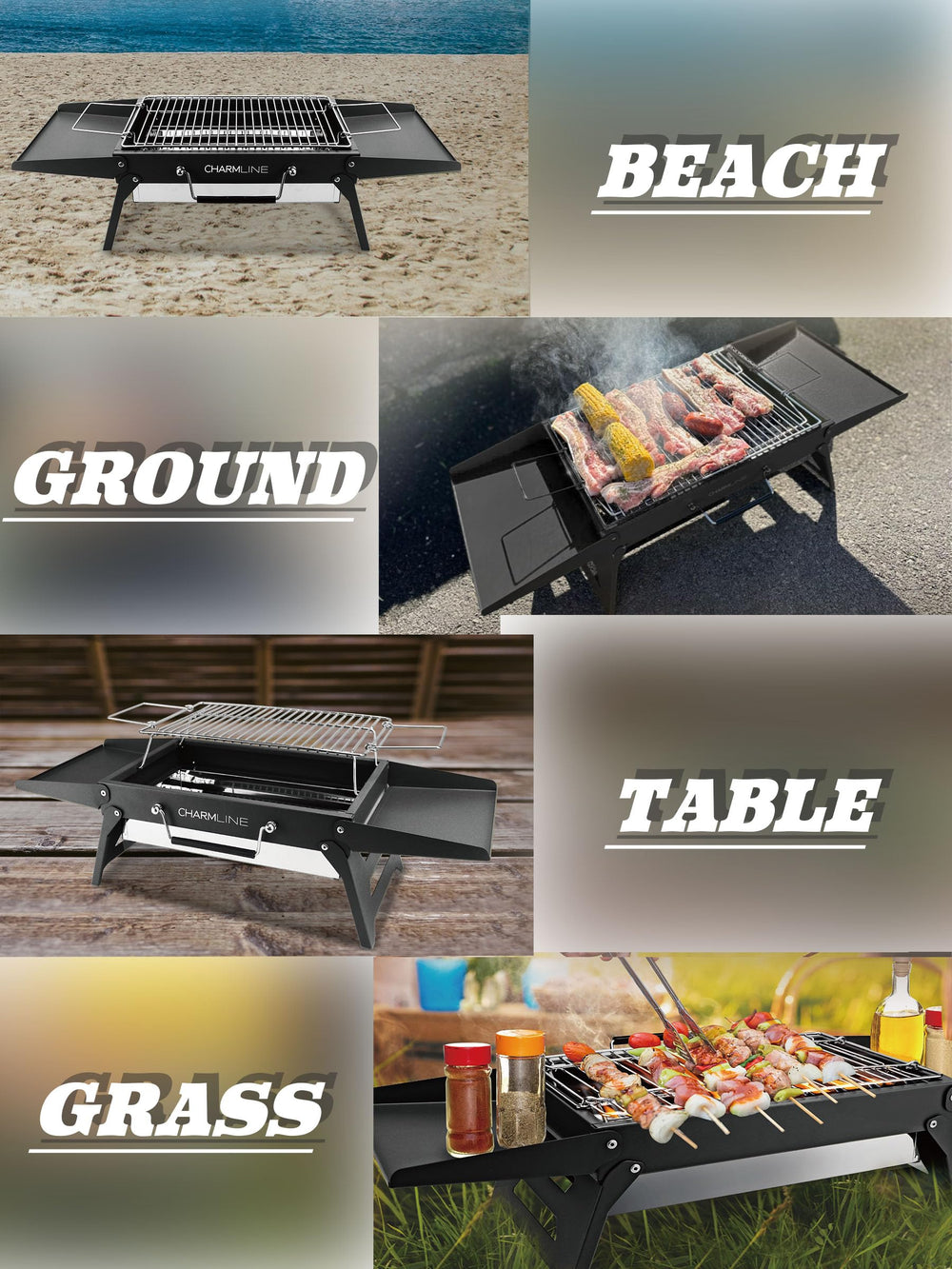 Charmline Portable Charcoal Grill showing sturdy construction