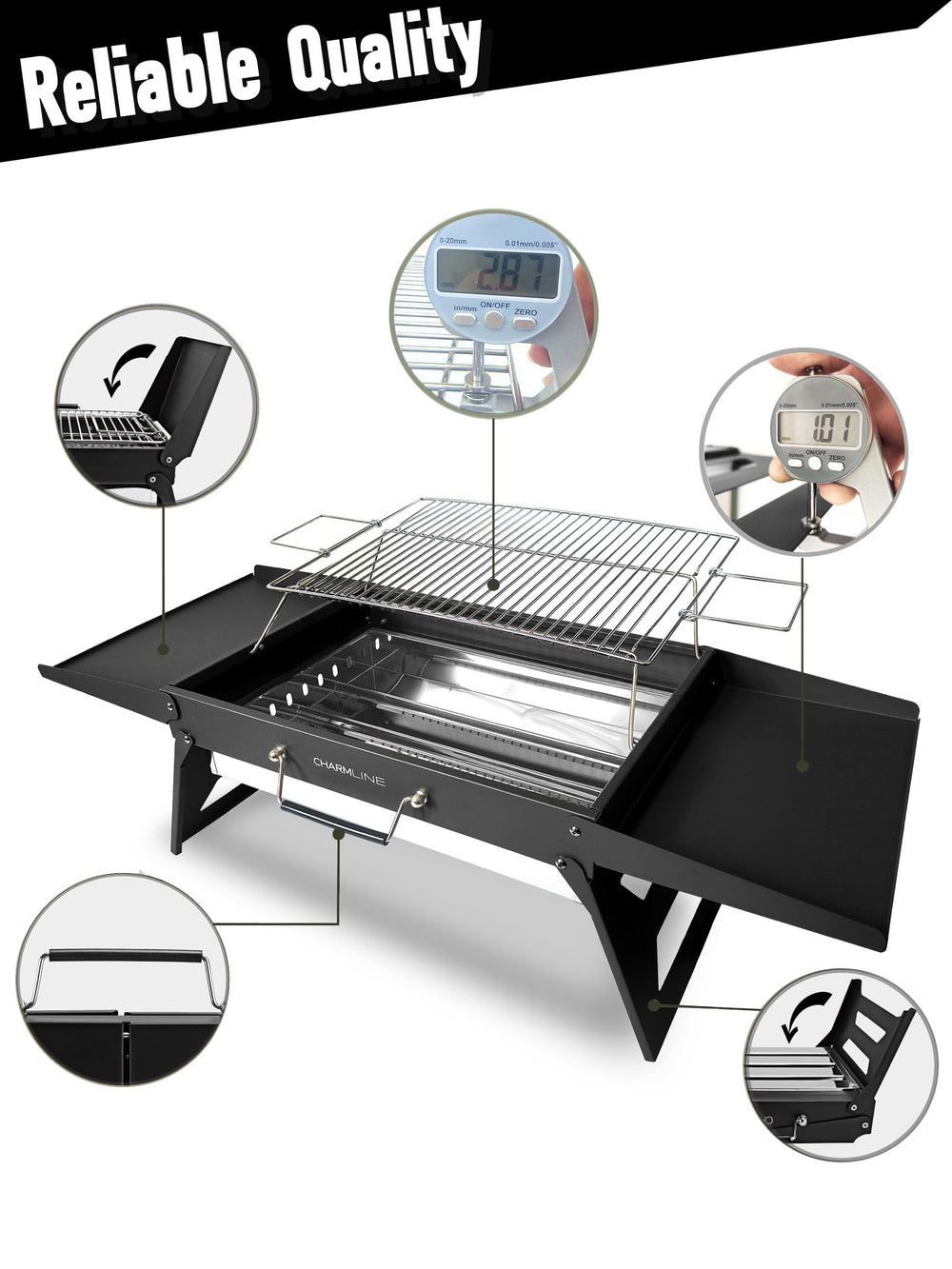Charmline Portable Grill black with charcoal tray