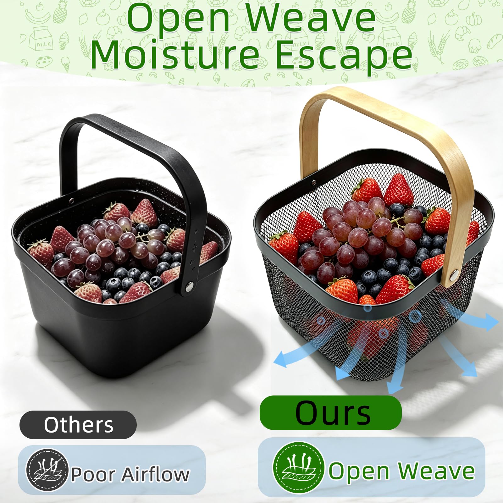 Cheardia picnic basket showcasing foldable wooden handle