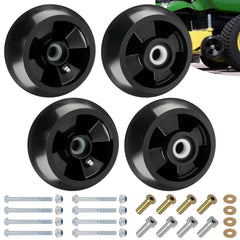 CheeMuii 4 Pack Lawn Mower Deck Wheels front view with accessories