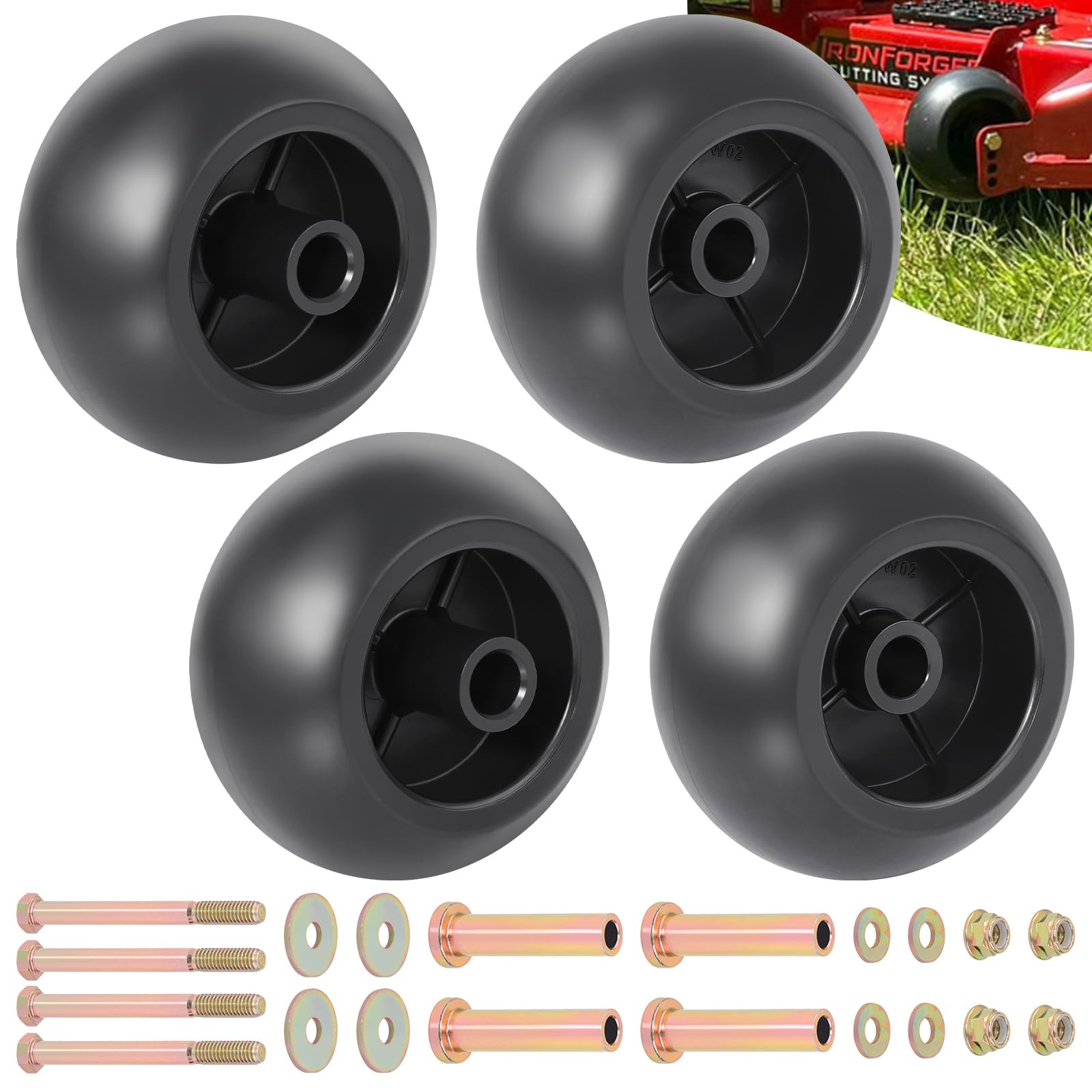 CheeMuii 4-Pack Lawn Mower Deck Wheels Kit with all accessories