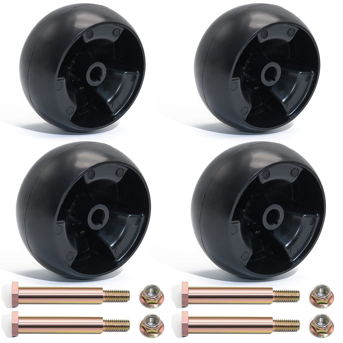 CheeMuii 4 Pack Lawn Mower Deck Wheels Kit with bolts and nuts