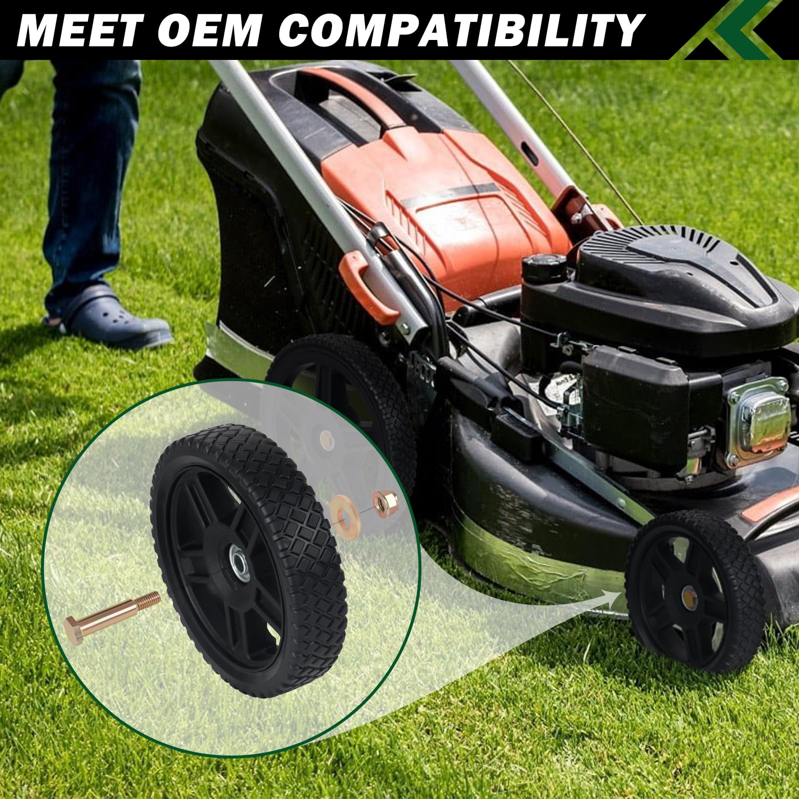 CheeMuii 7-inch wheels displayed on a garden cart